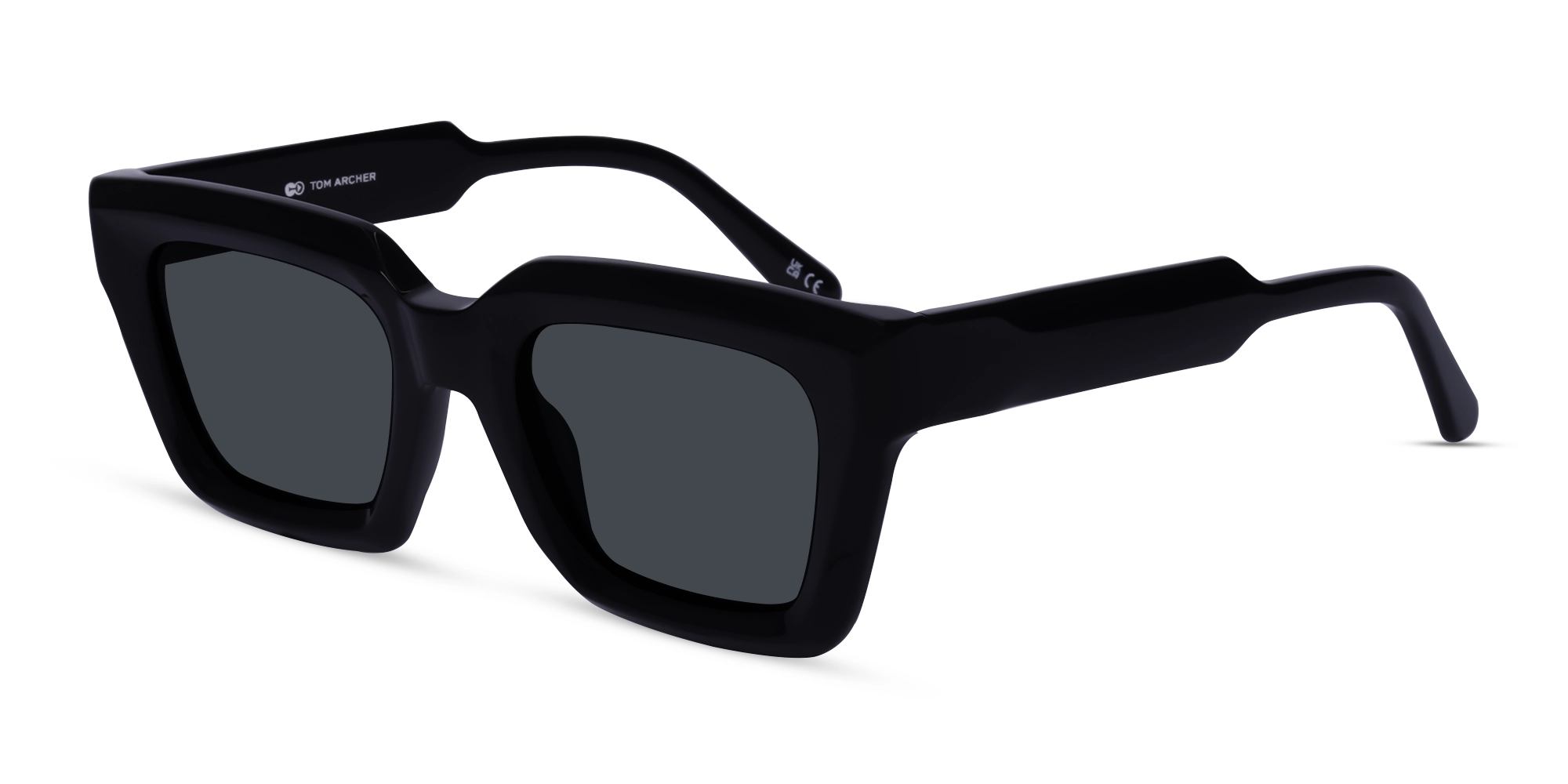 Square Black Frame With Dark Grey Tint Sunglassses-3