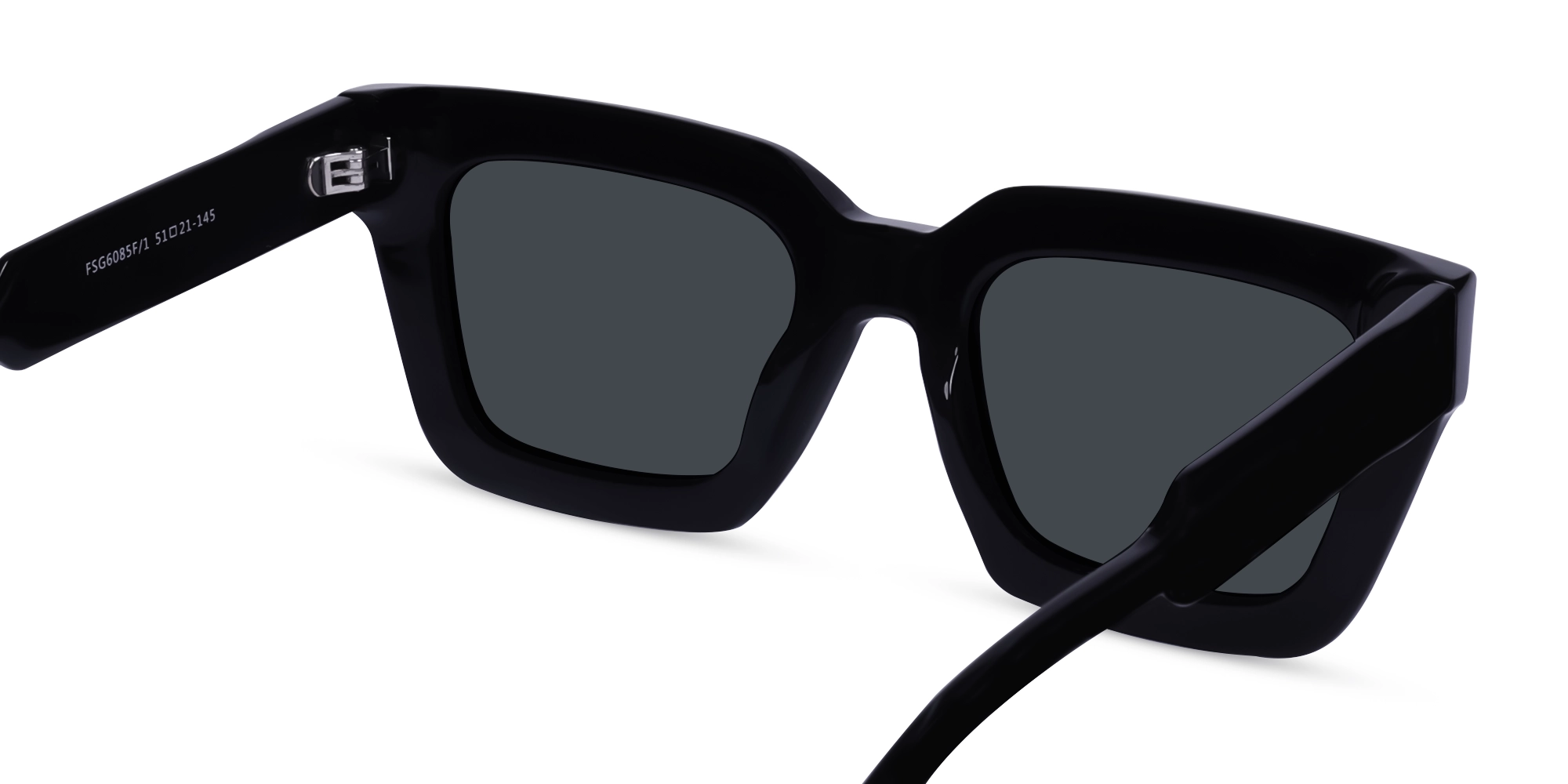 Square Black Frame With Dark Grey Tint Sunglassses-5