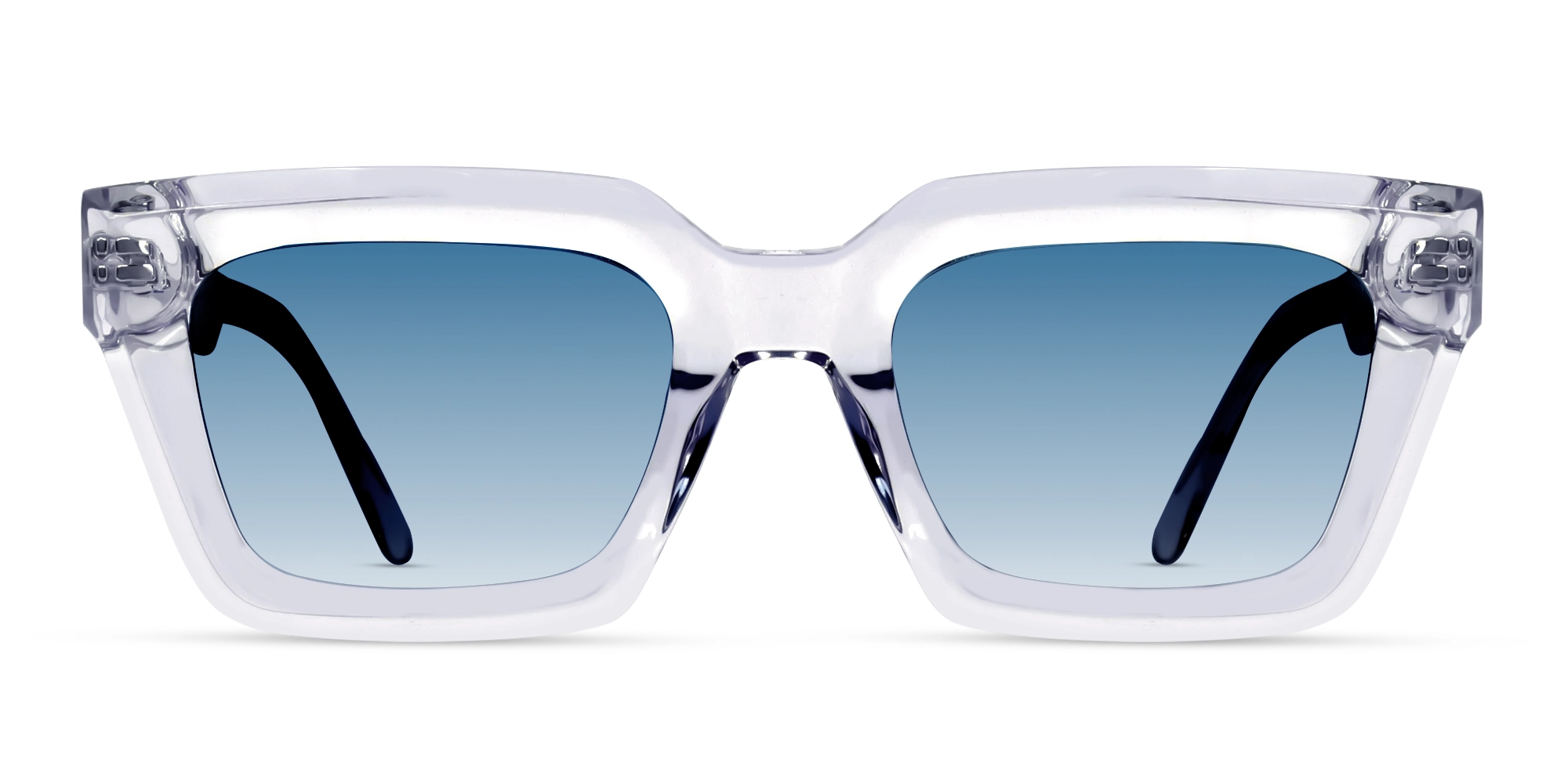 Crystal Clear Frame With Blue Tint Sunglasses-1