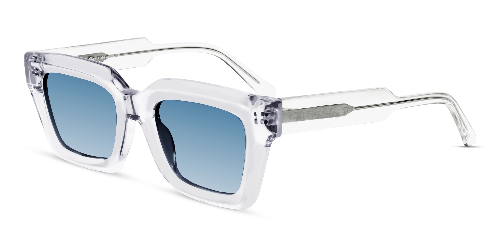 Crystal Clear Frame With Blue Tint Sunglasses-3