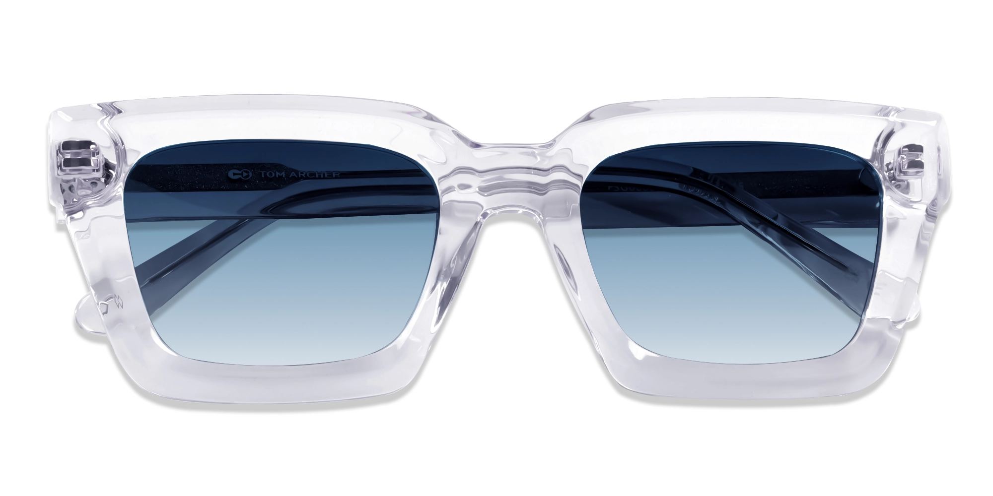 Crystal Clear Frame With Blue Tint Sunglasses-6