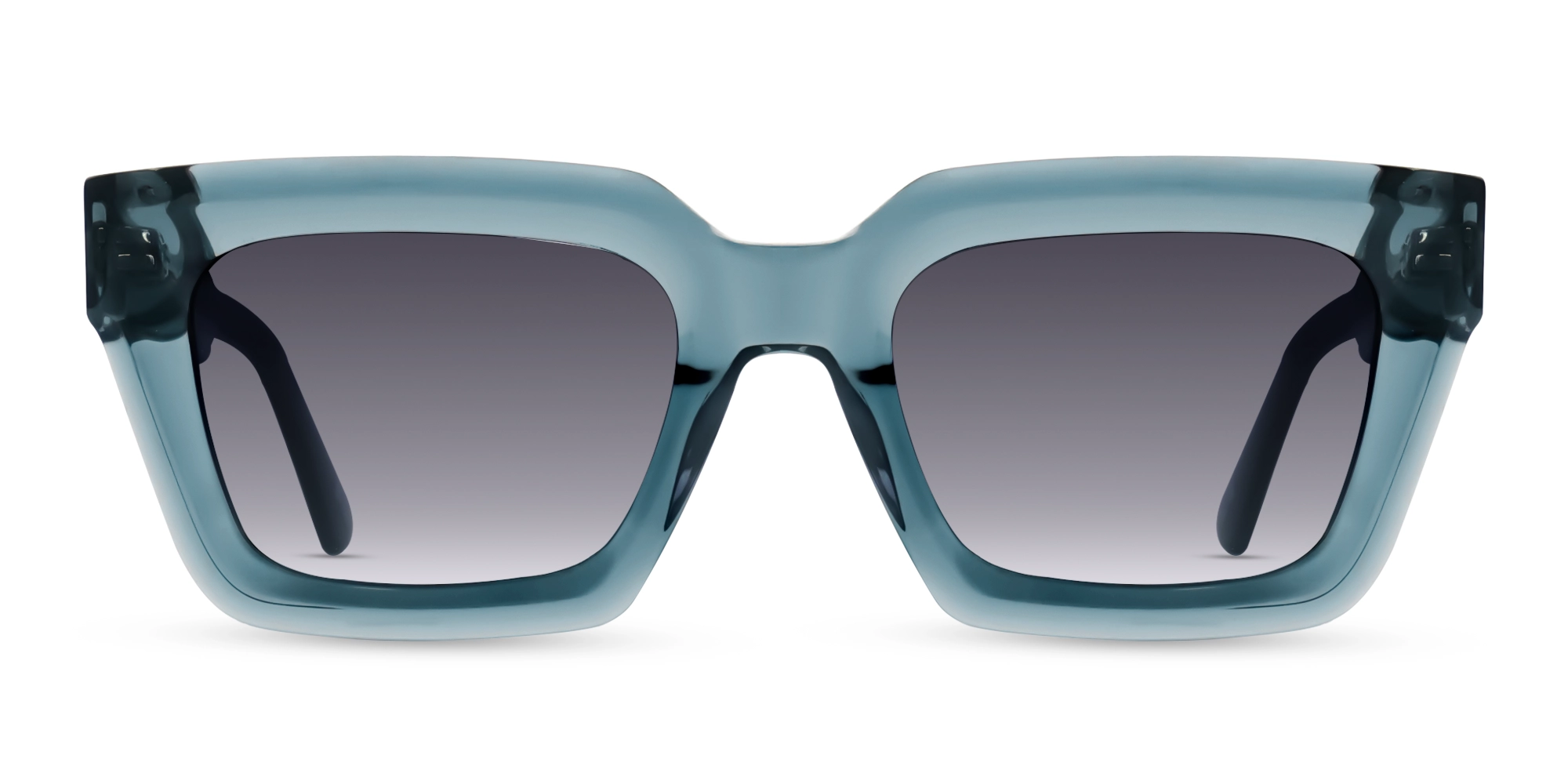 Crystal Teal Square Frame With Grey Tint Sunglasses-1