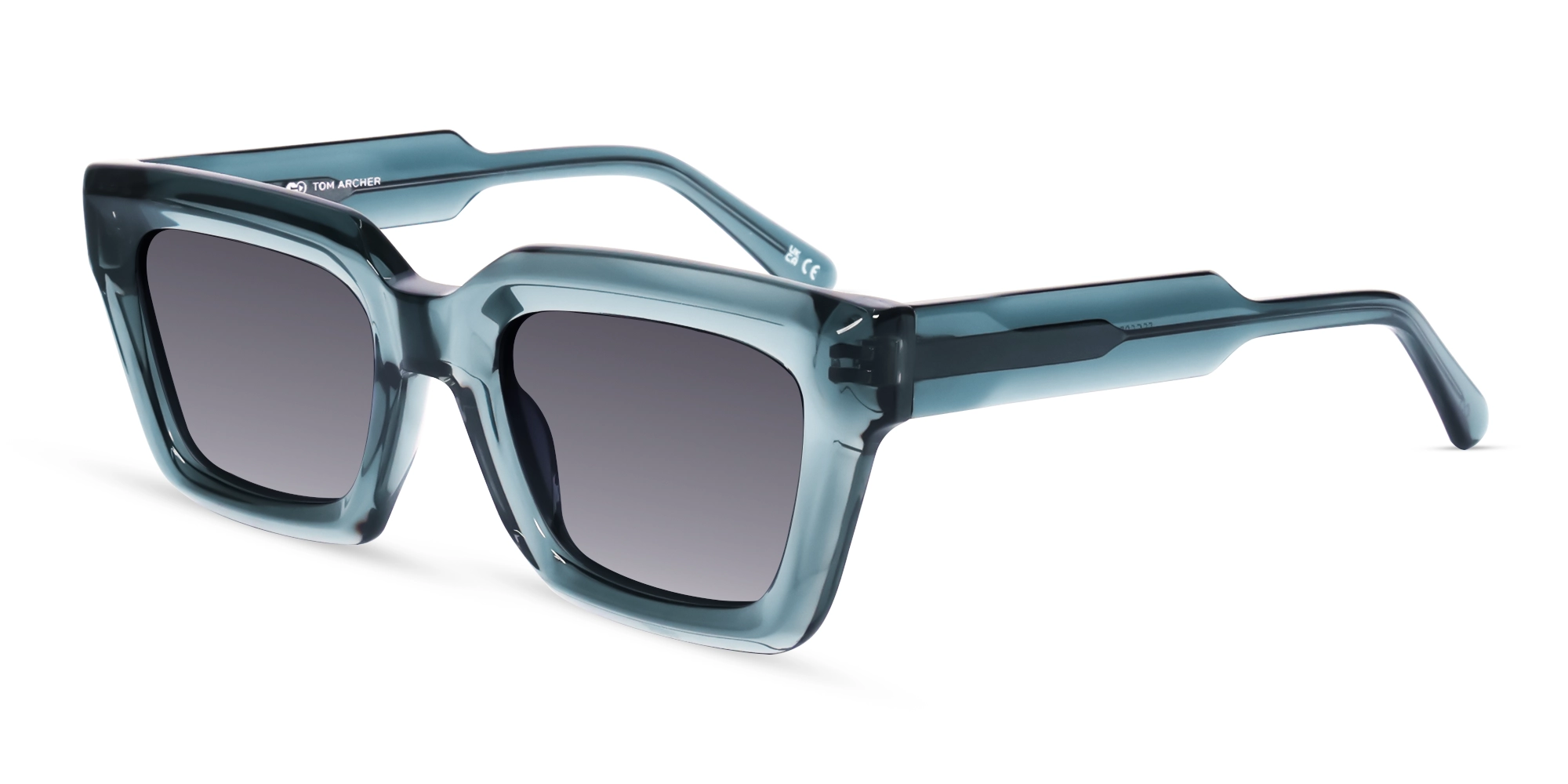 Crystal Teal Square Frame With Grey Tint Sunglasses-3
