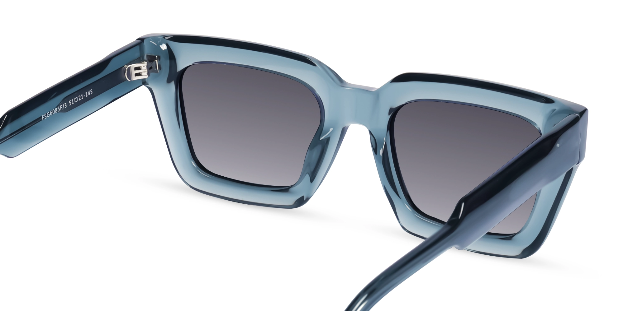 Crystal Teal Square Frame With Grey Tint Sunglasses-5