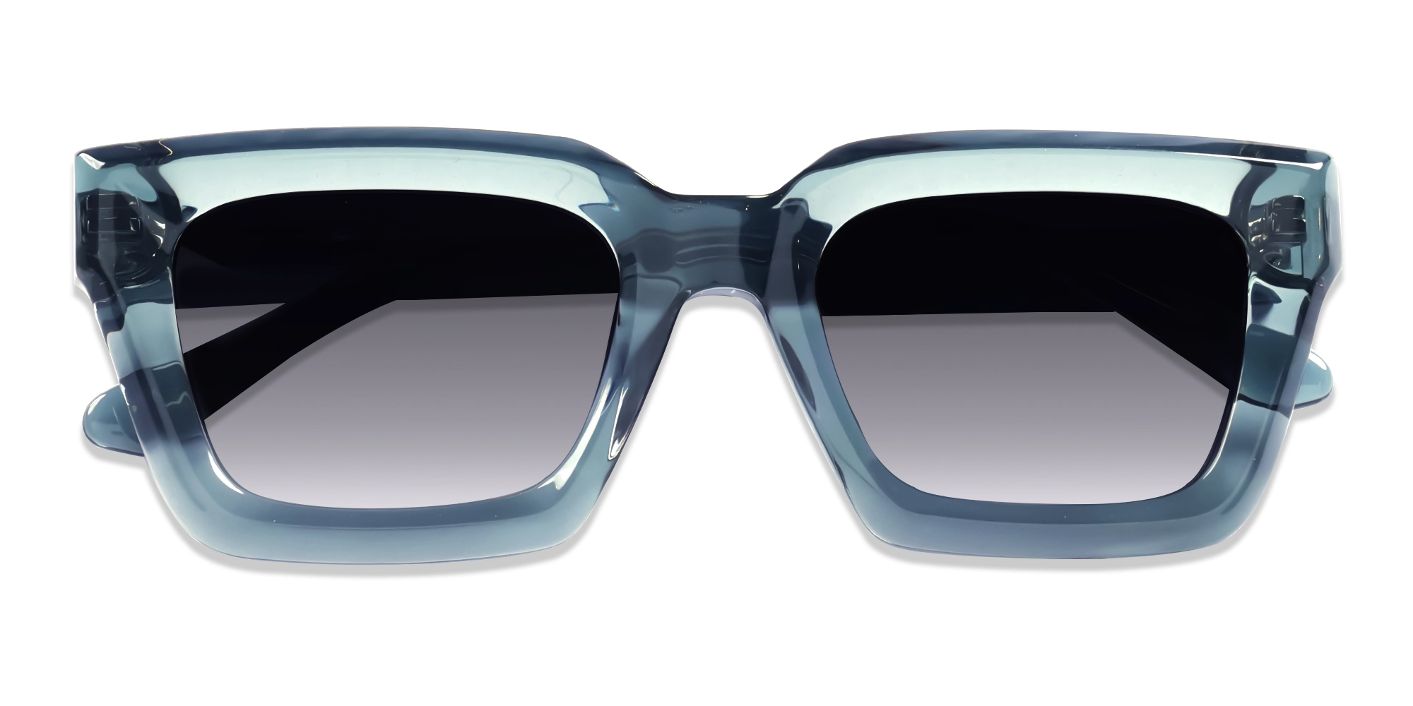 Crystal Teal Square Frame With Grey Tint Sunglasses-6