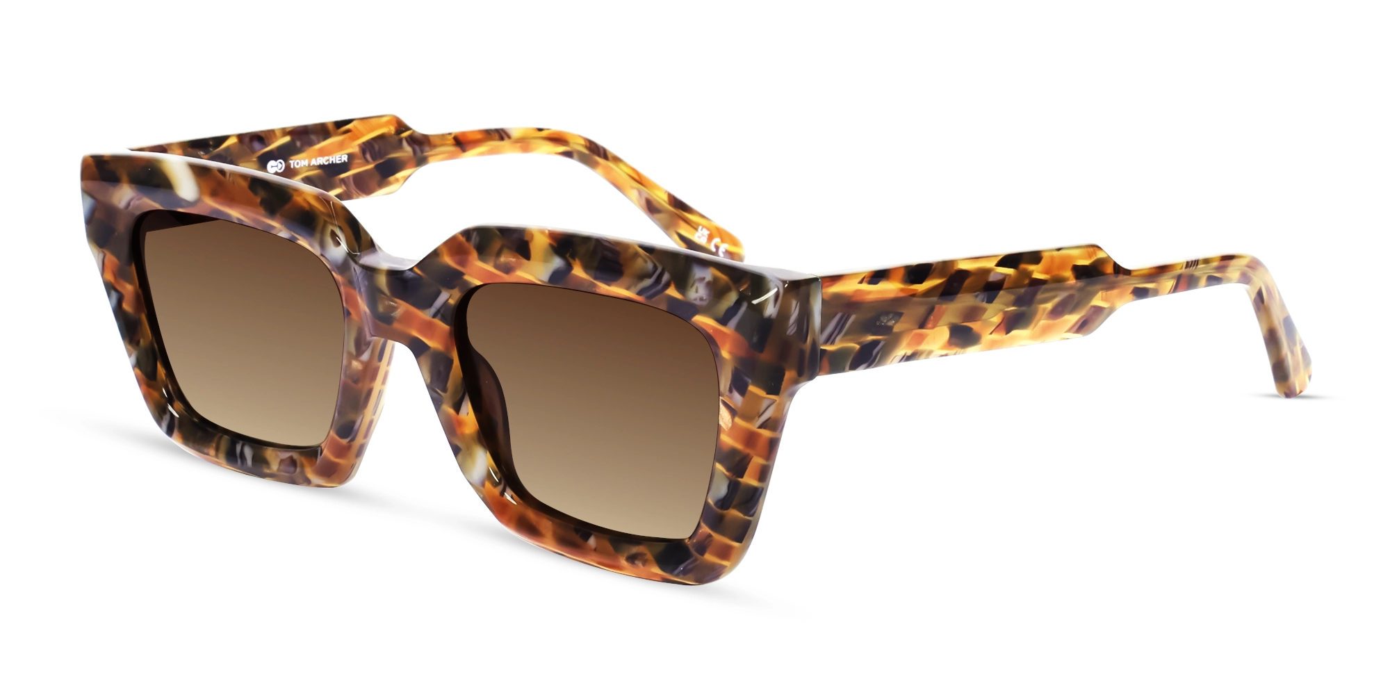Golden Wren Abstract Frame With Brown Tint Sunglasses-3 Golden Wren Abstract Frame With Brown Tint Sunglasses-3