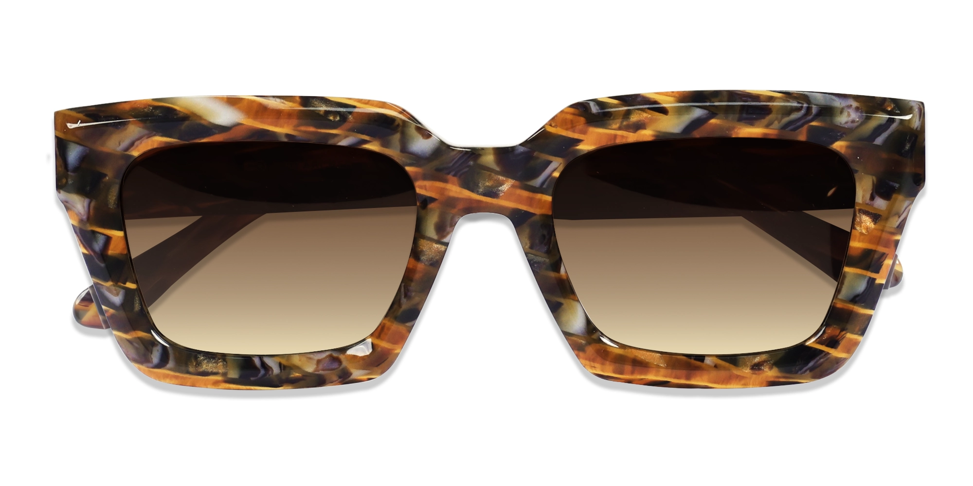 Golden Wren Abstract Frame With Brown Tint Sunglasses-6