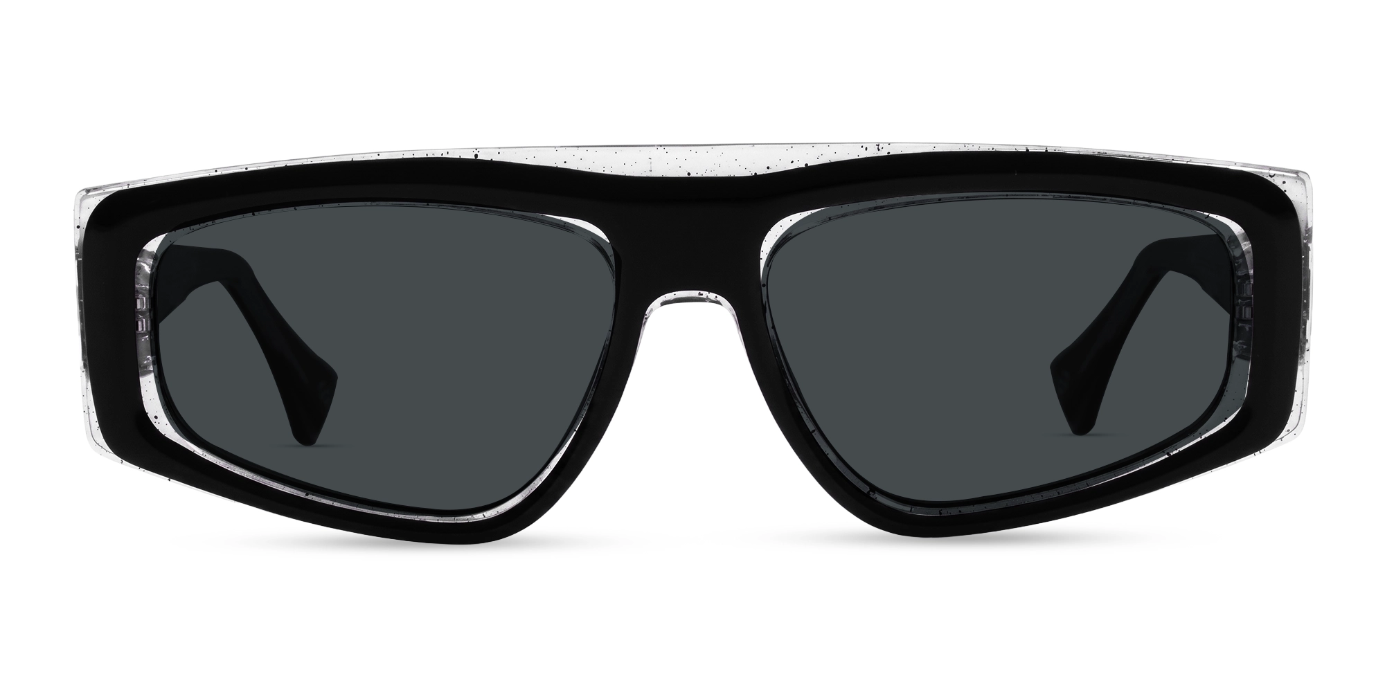 Black Flat-Top Geometric Unisex Sunglasses With Grey Tint-1 Black Flat-Top Geometric Unisex Sunglasses With Grey Tint-1