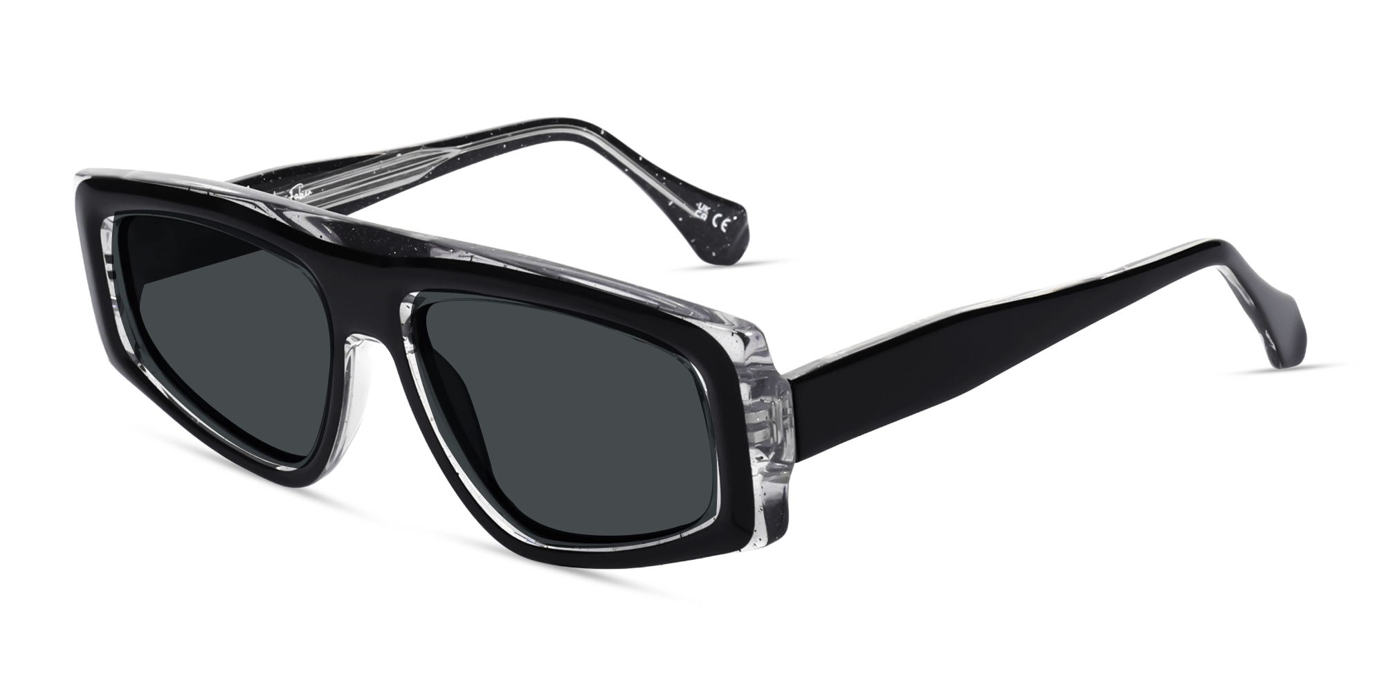 Black Flat-Top Geometric Unisex Sunglasses With Grey Tint-3 Black Flat-Top Geometric Unisex Sunglasses With Grey Tint-3