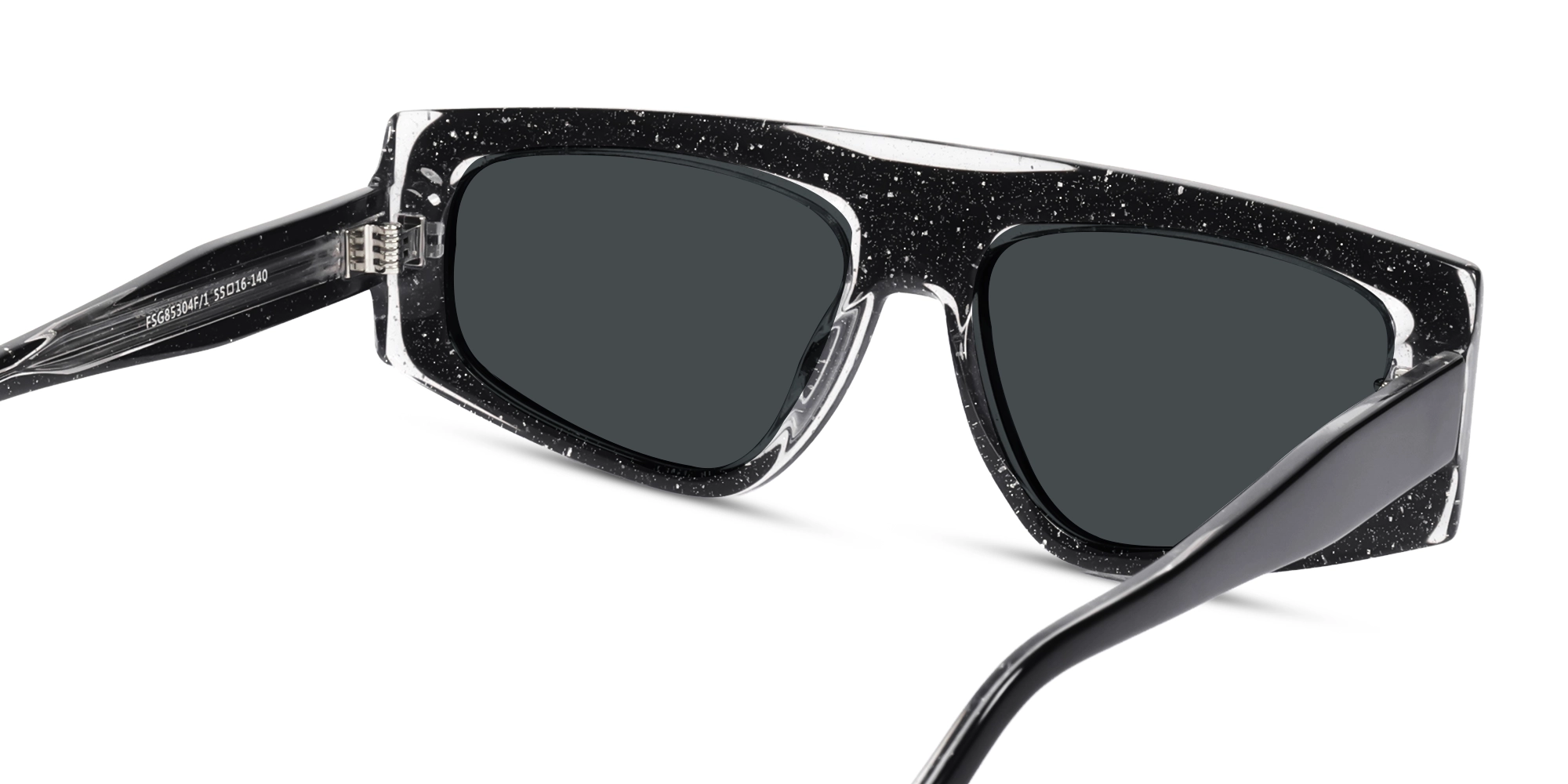 Black Flat-Top Geometric Unisex Sunglasses With Grey Tint-5
