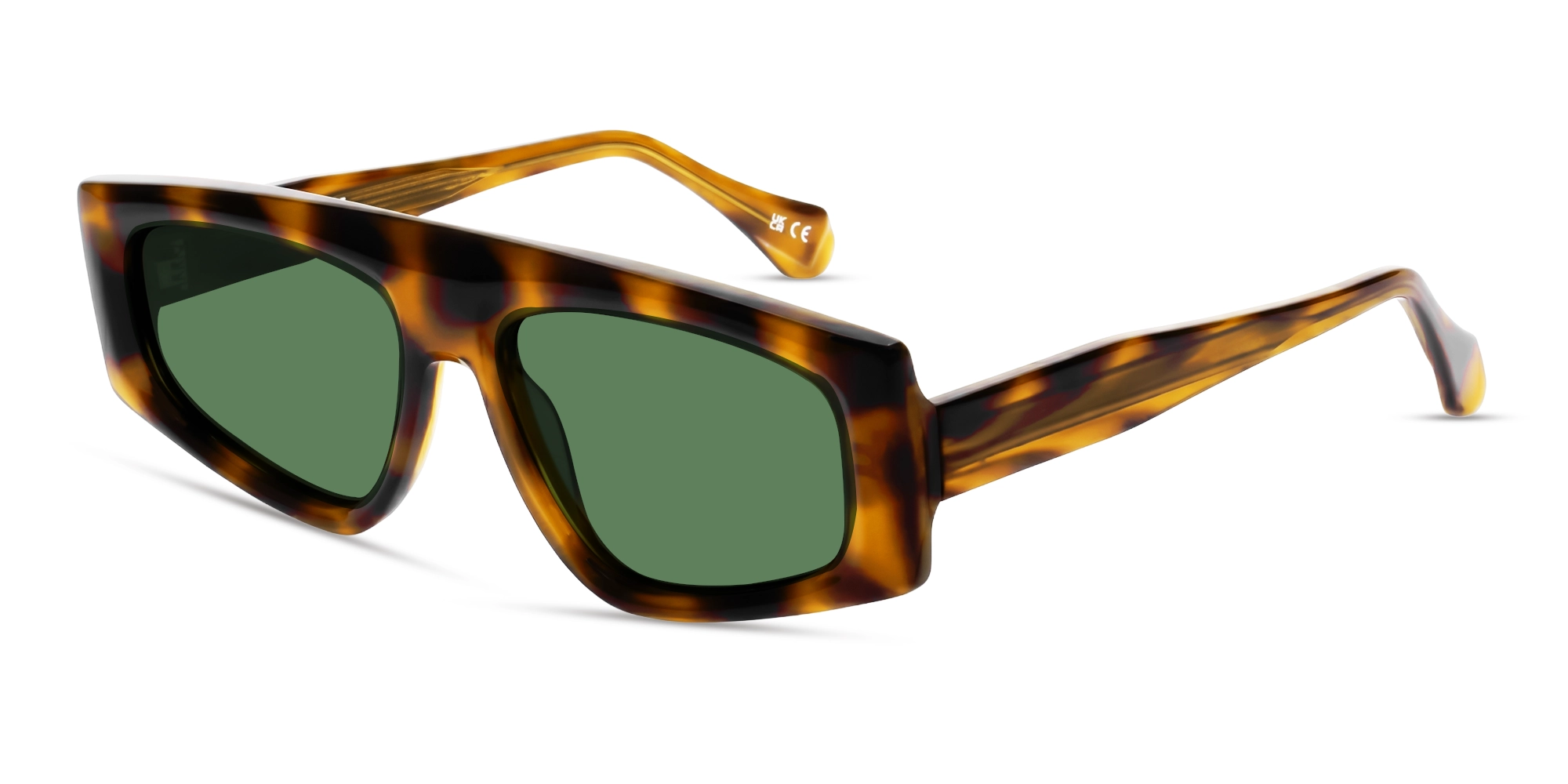 Tortoise Flat-Top Sunglasses With Green Polarised Lenses-3 Tortoise Flat-Top Sunglasses With Green Polarised Lenses-3