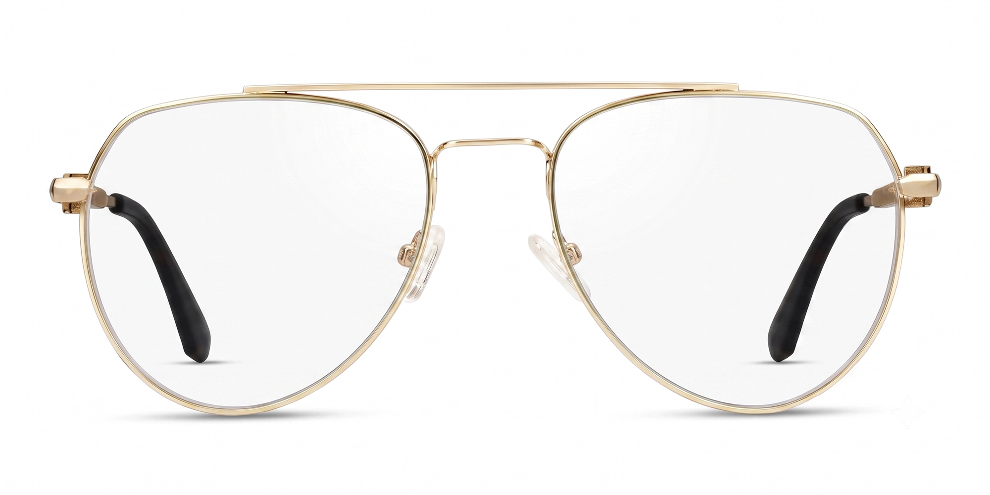 Polished Gold Pilot Metal Full-Rim Glasses-1 Polished Gold Pilot Metal Full-Rim Glasses-1
