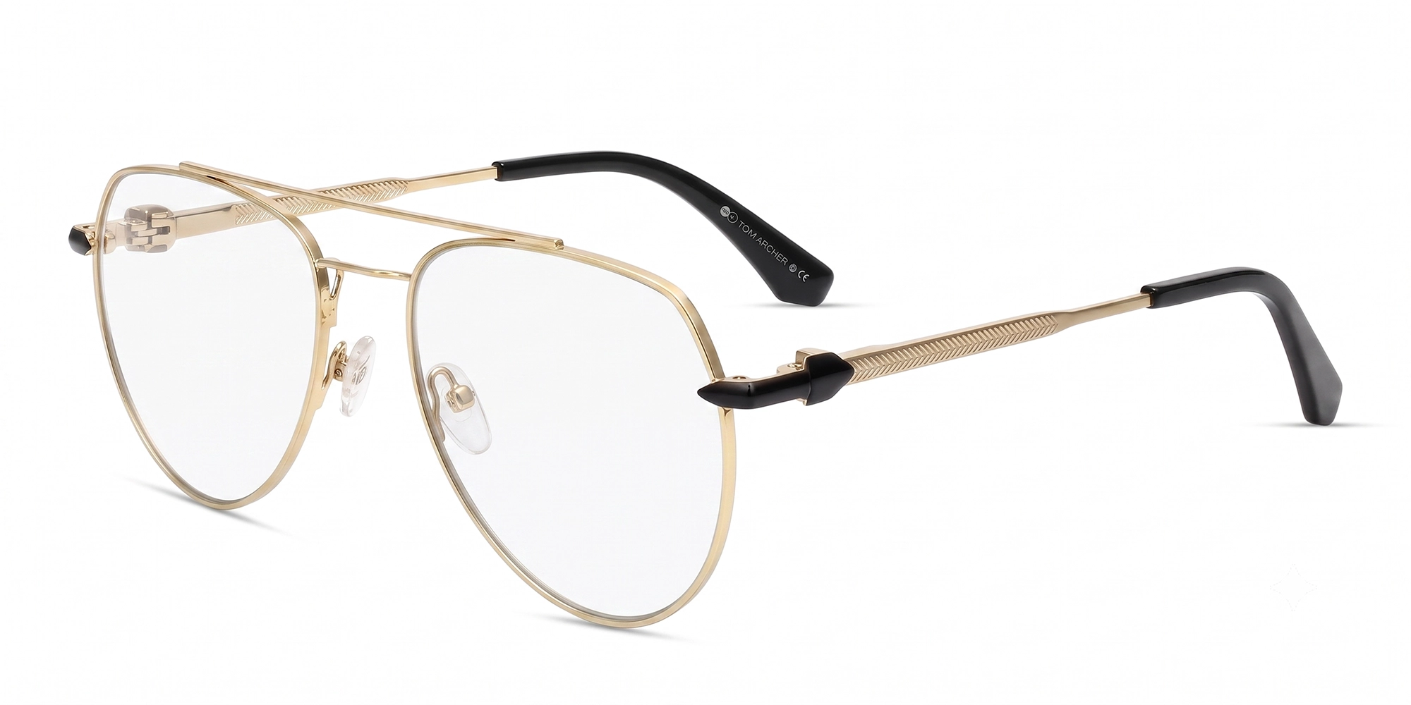 Polished Gold Pilot Metal Full-Rim Glasses-3 Polished Gold Pilot Metal Full-Rim Glasses-3