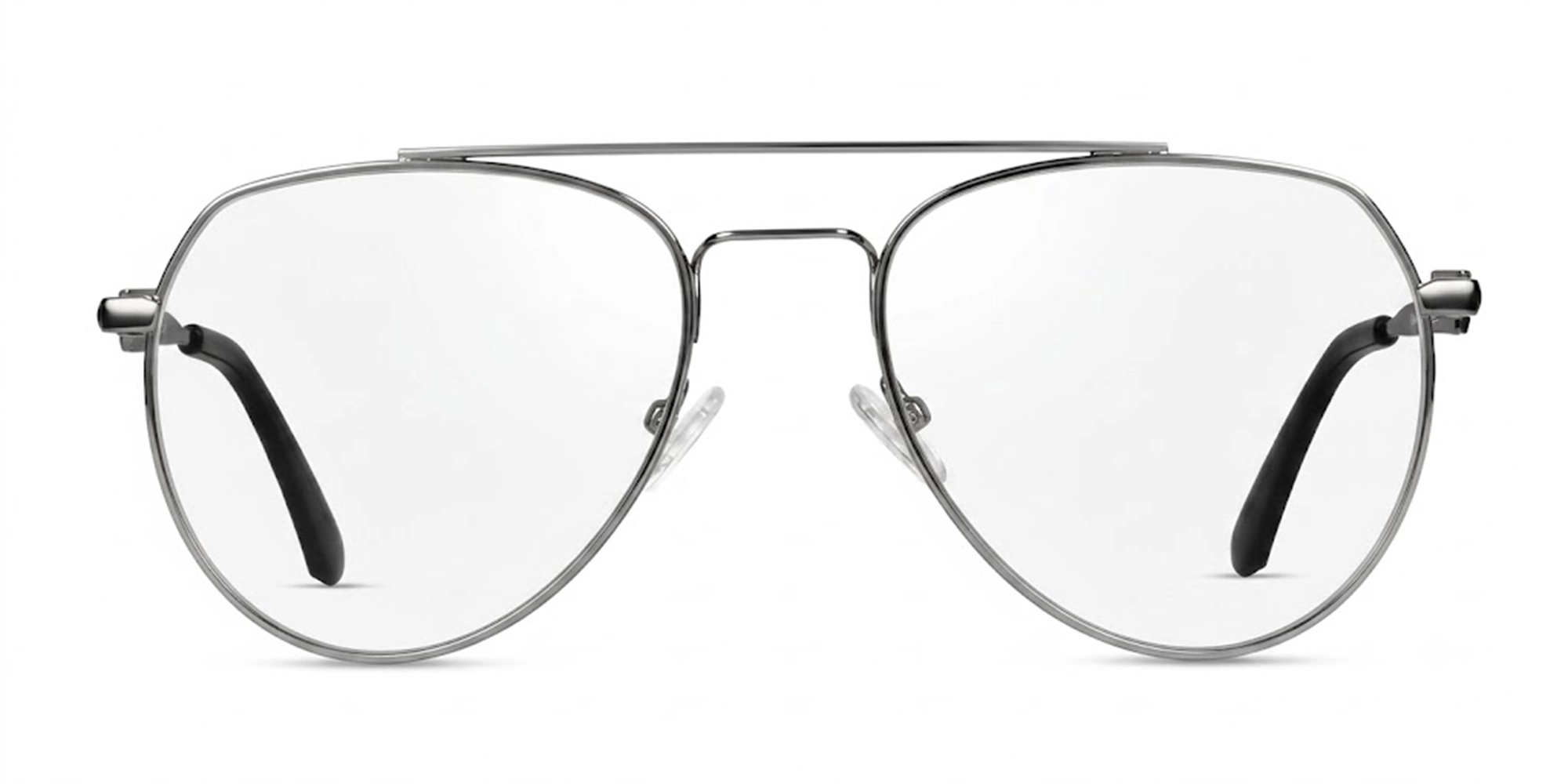 Silver Pilot Metal Full-Rim Glasses-1 Silver Pilot Metal Full-Rim Glasses-1