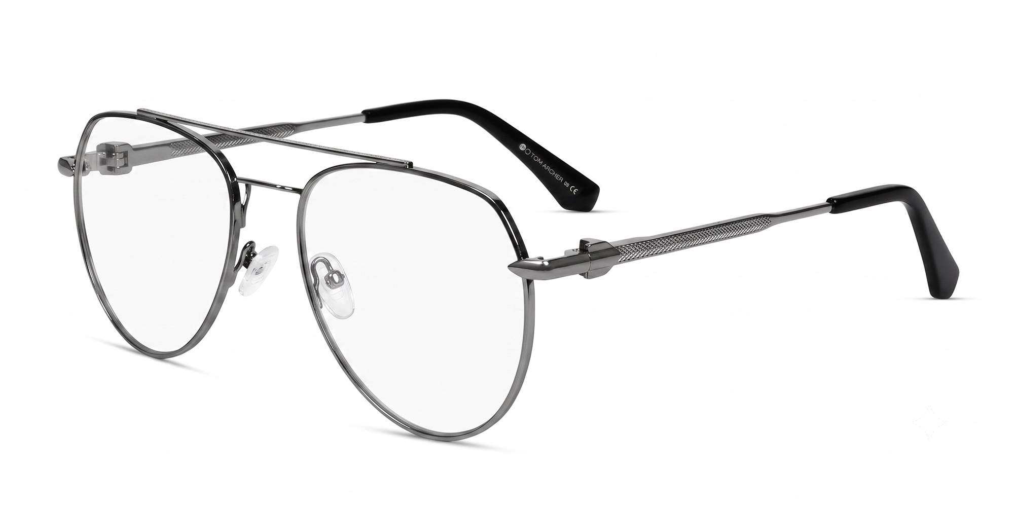 Silver Pilot Metal Full-Rim Glasses-3 Silver Pilot Metal Full-Rim Glasses-3