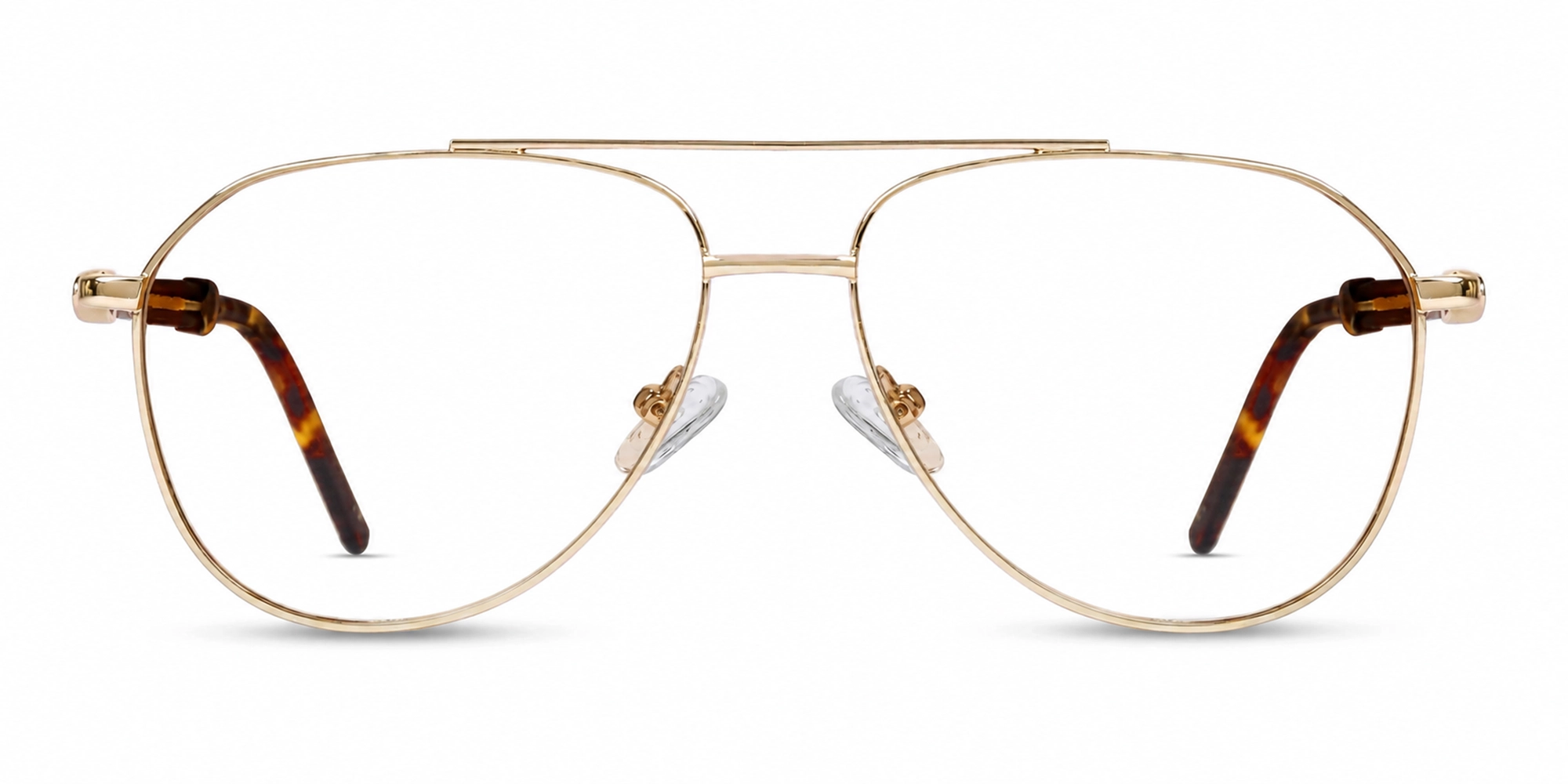 Champagne Gold Metal Pilot Double Bridge Glasses-1 Champagne Gold Metal Pilot Double Bridge Glasses-1