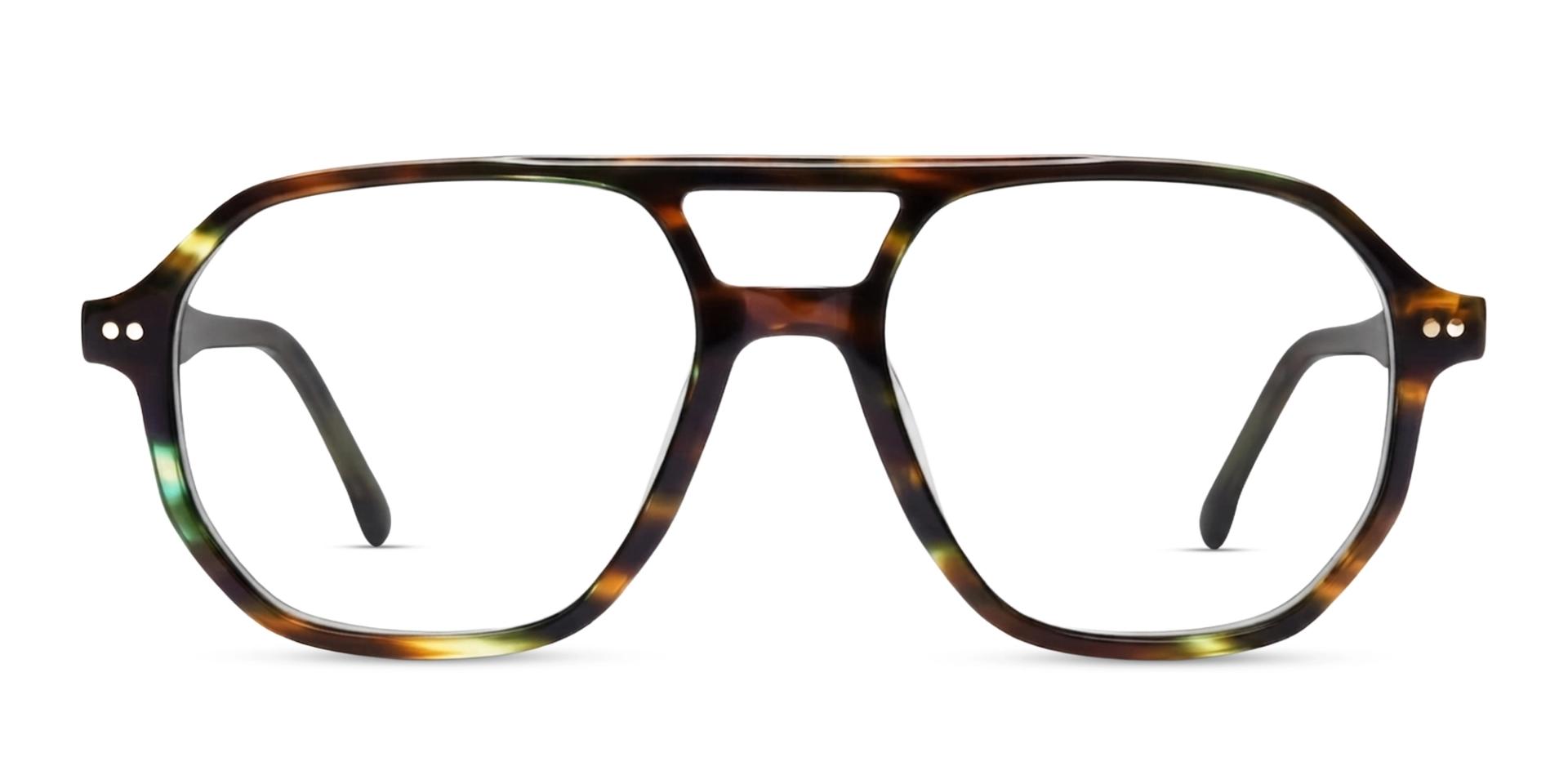 Green Tortoise Pilot Double Bridge Acetate Glasses-1 Green Tortoise Pilot Double Bridge Acetate Glasses-1