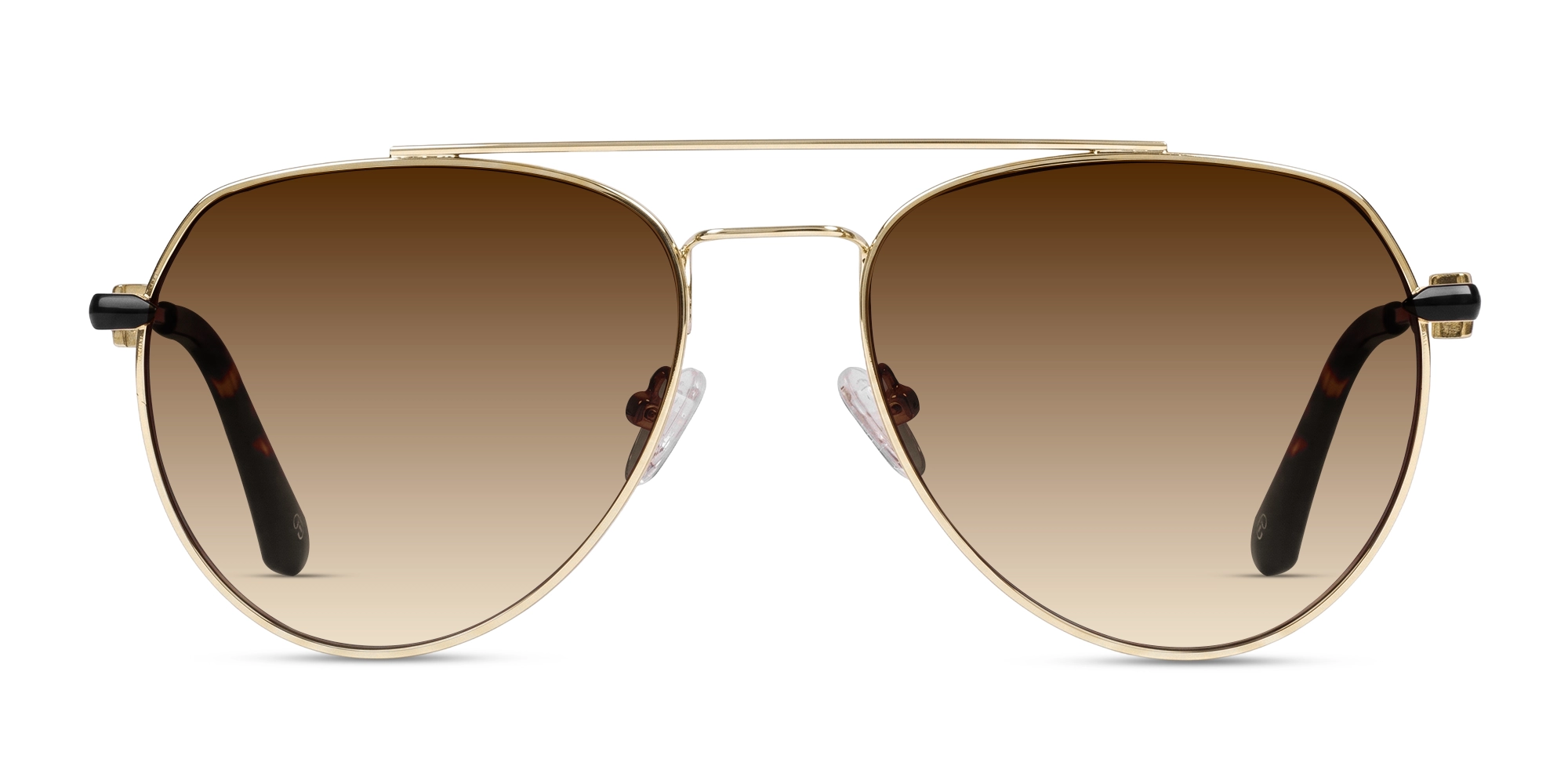 Oversized Gold Metal Frame With Brown Tint Sunglasses-1