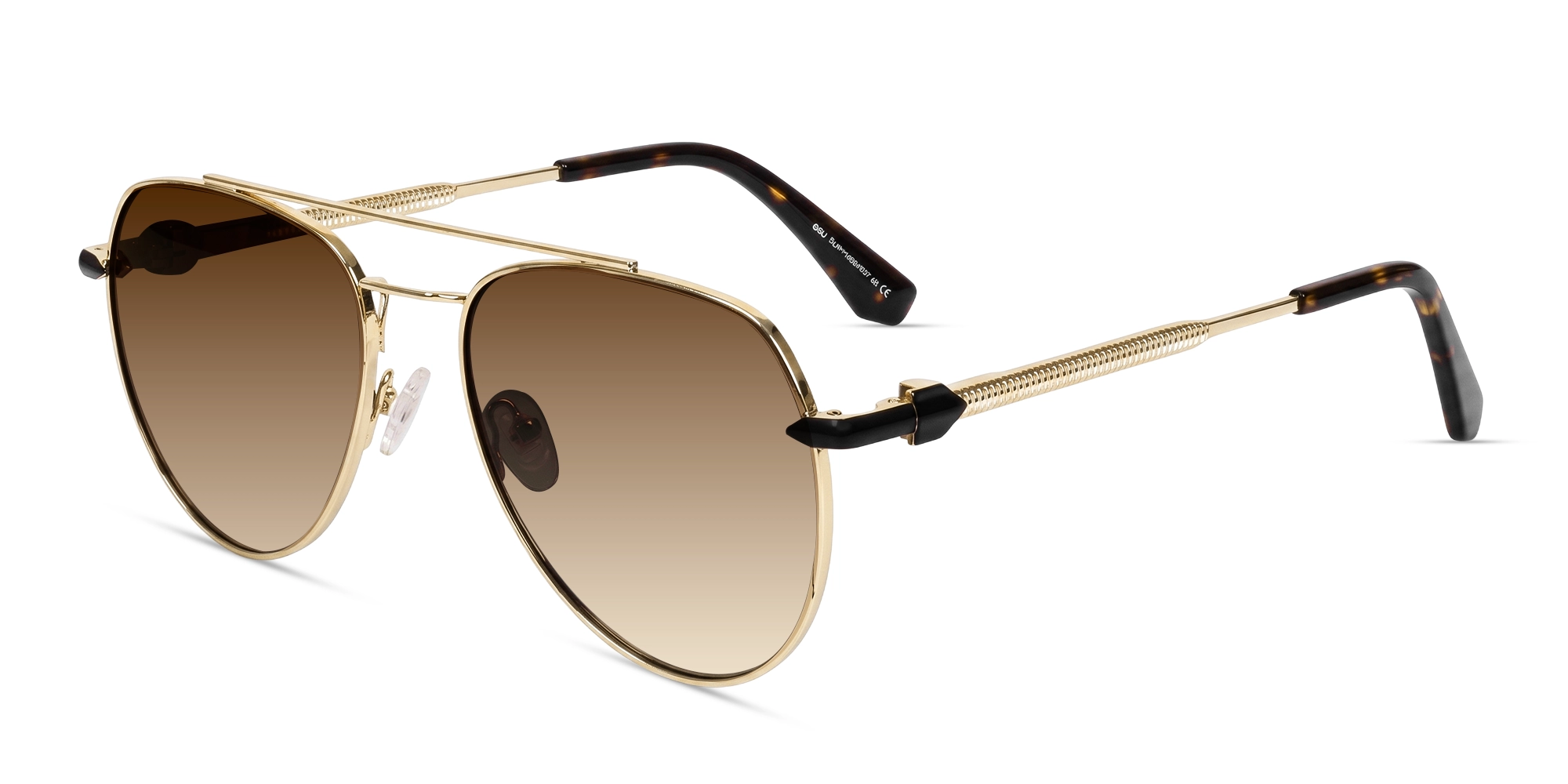 Oversized Gold Metal Frame With Brown Tint Sunglasses-3