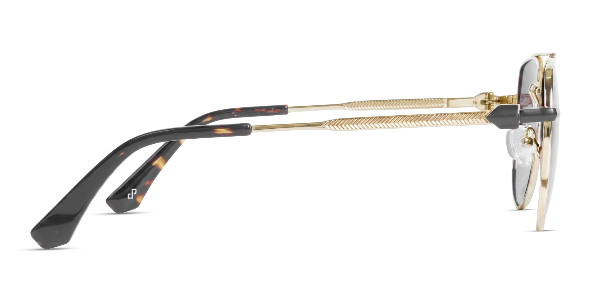Oversized Gold Metal Frame With Brown Tint Sunglasses-4
