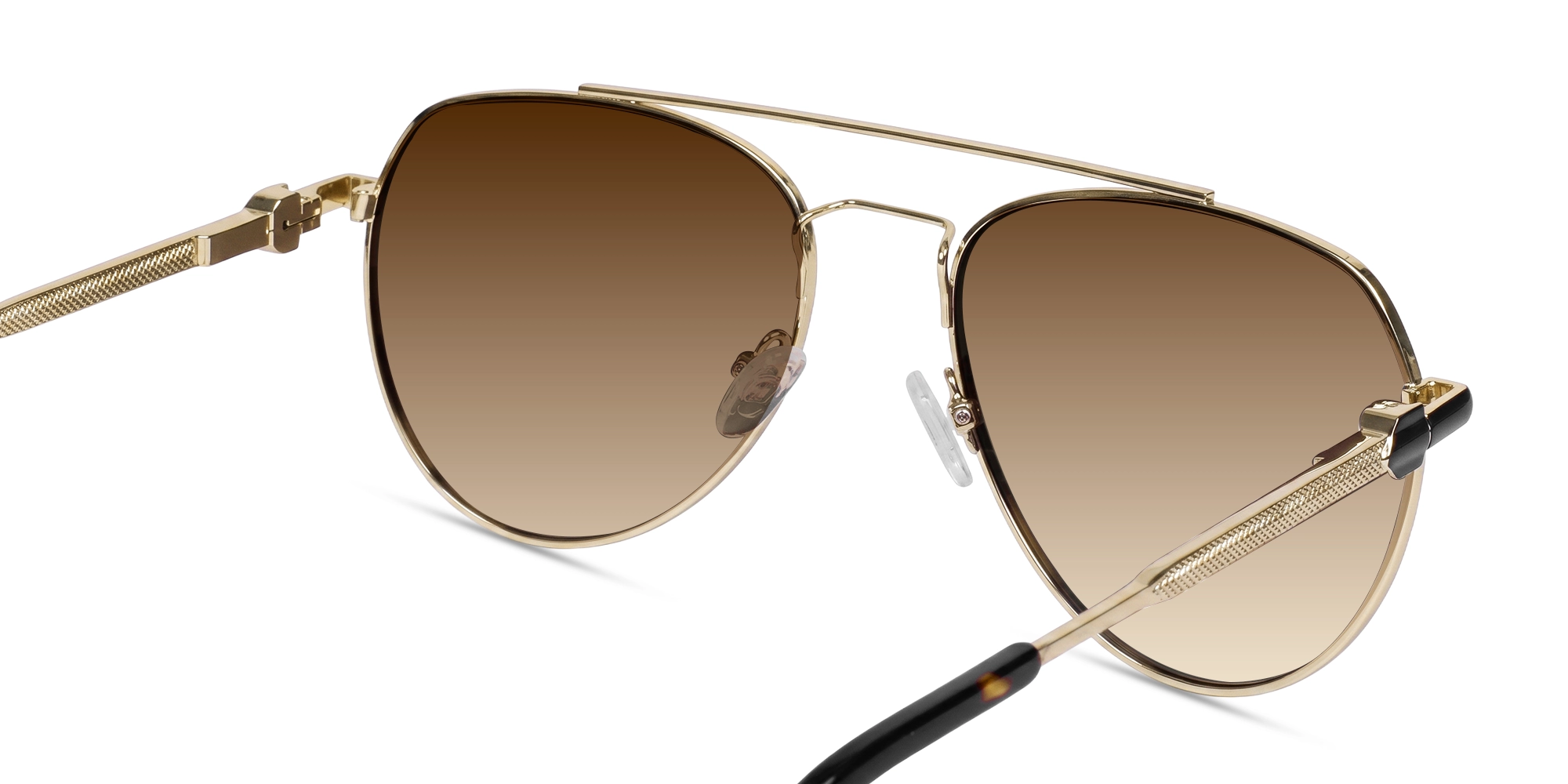 Oversized Gold Metal Frame With Brown Tint Sunglasses-5