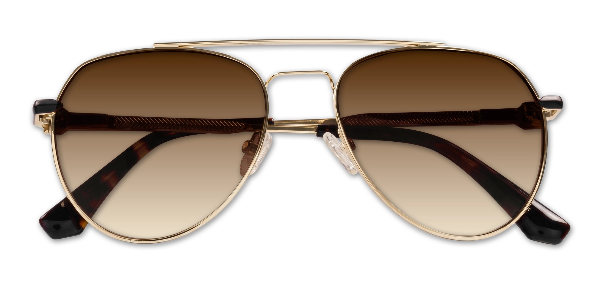 Oversized Gold Metal Frame With Brown Tint Sunglasses-6