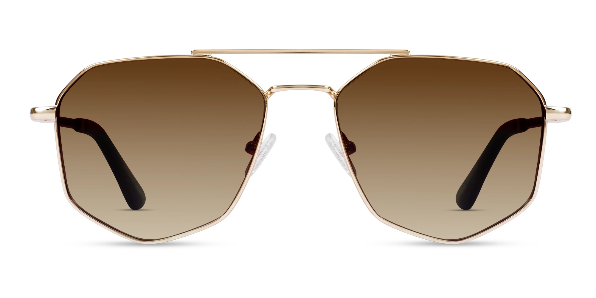 Oversized Gold Pilot Frame With Brown Tint Sunglasses-1 Oversized Gold Pilot Frame With Brown Tint Sunglasses-1
