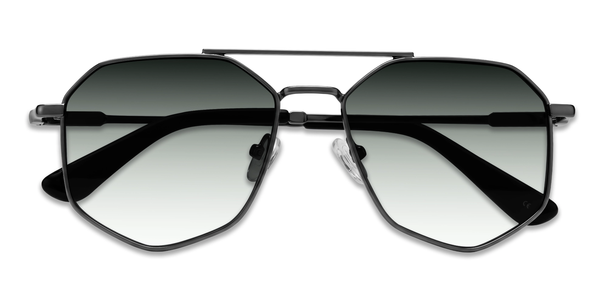 Oversized Vintage Gunmetal Pilot Frame With Grey Tint Sunglasses-6