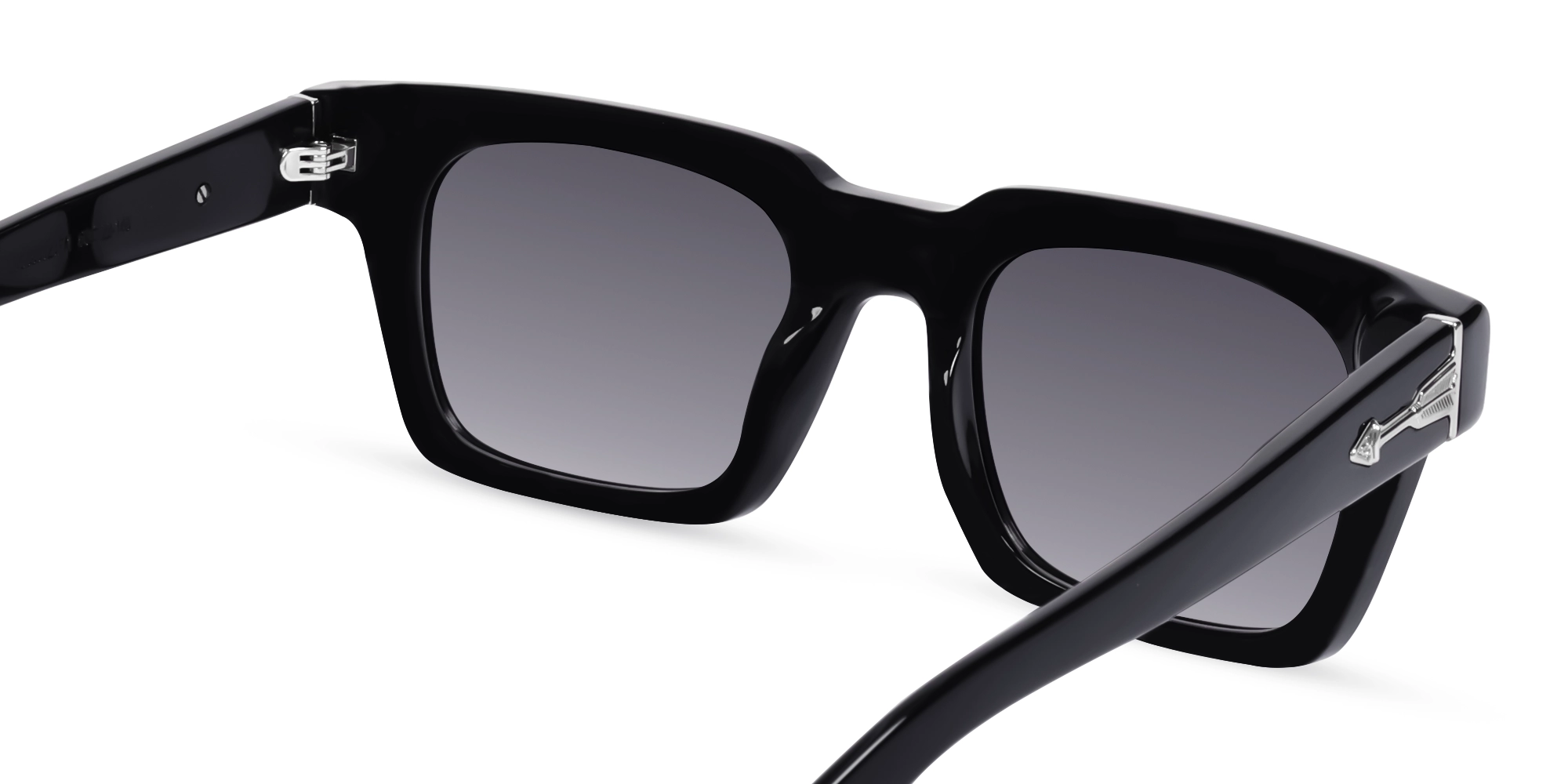 Black Frame With Dark Grey Gradient Tint Sunglasses-5