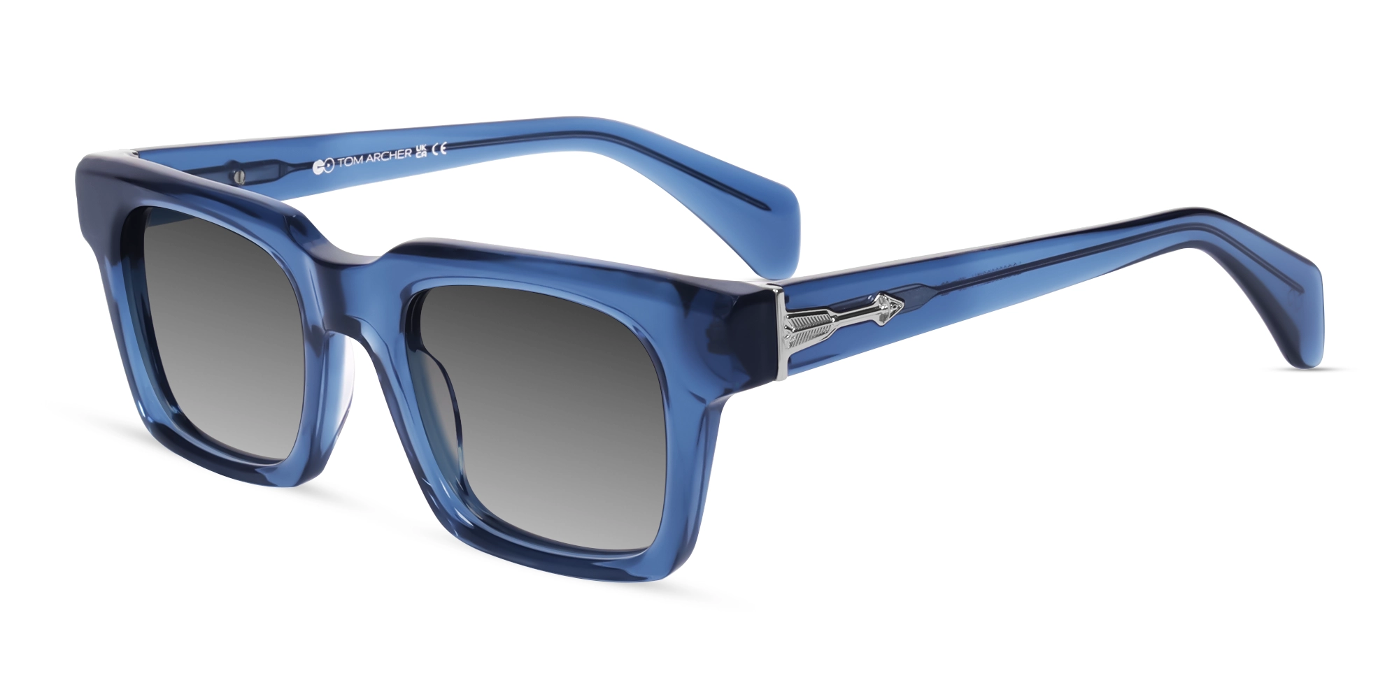 Thick Crystal Blue Frame With Grey Tint Sunglasses-3