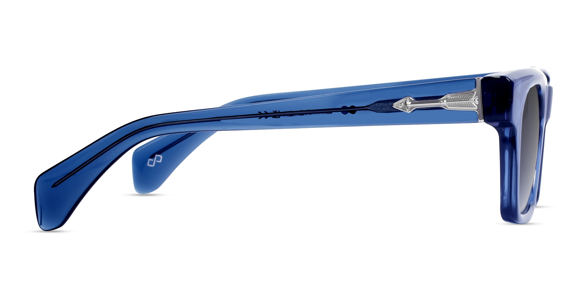 Thick Crystal Blue Frame With Grey Tint Sunglasses-4