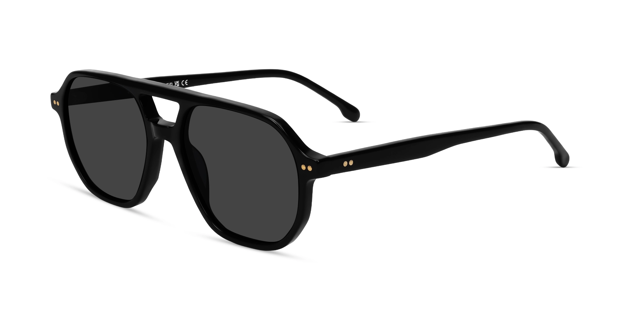 Black Pilot Frame With Dark Grey Tint Sunglasses-3