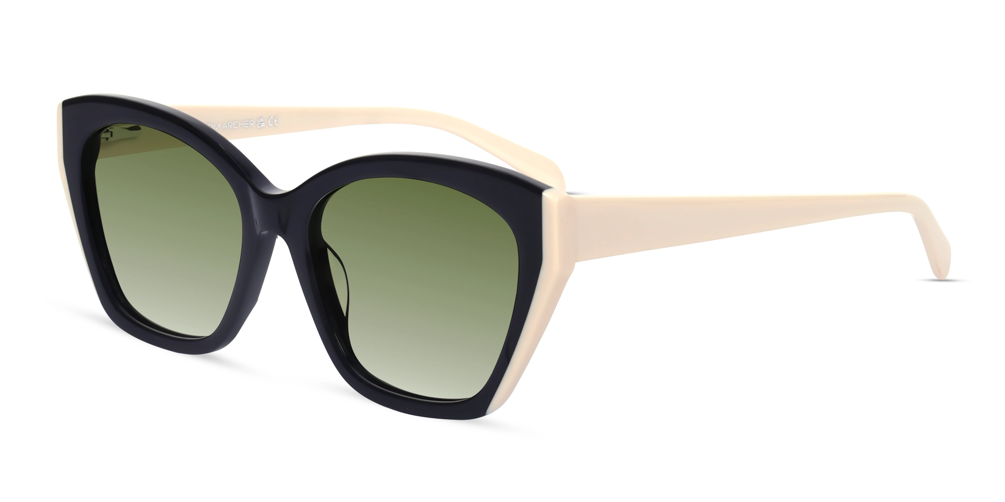 Black Spring Hinge Cat-Eye Frame With Green Tint Sunglasses-3 Black Spring Hinge Cat-Eye Frame With Green Tint Sunglasses-3
