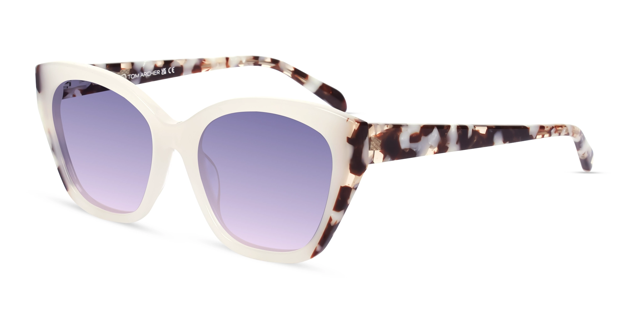 Dove White Frame With Rose & Blue Gradient Tint Sunglasses-3