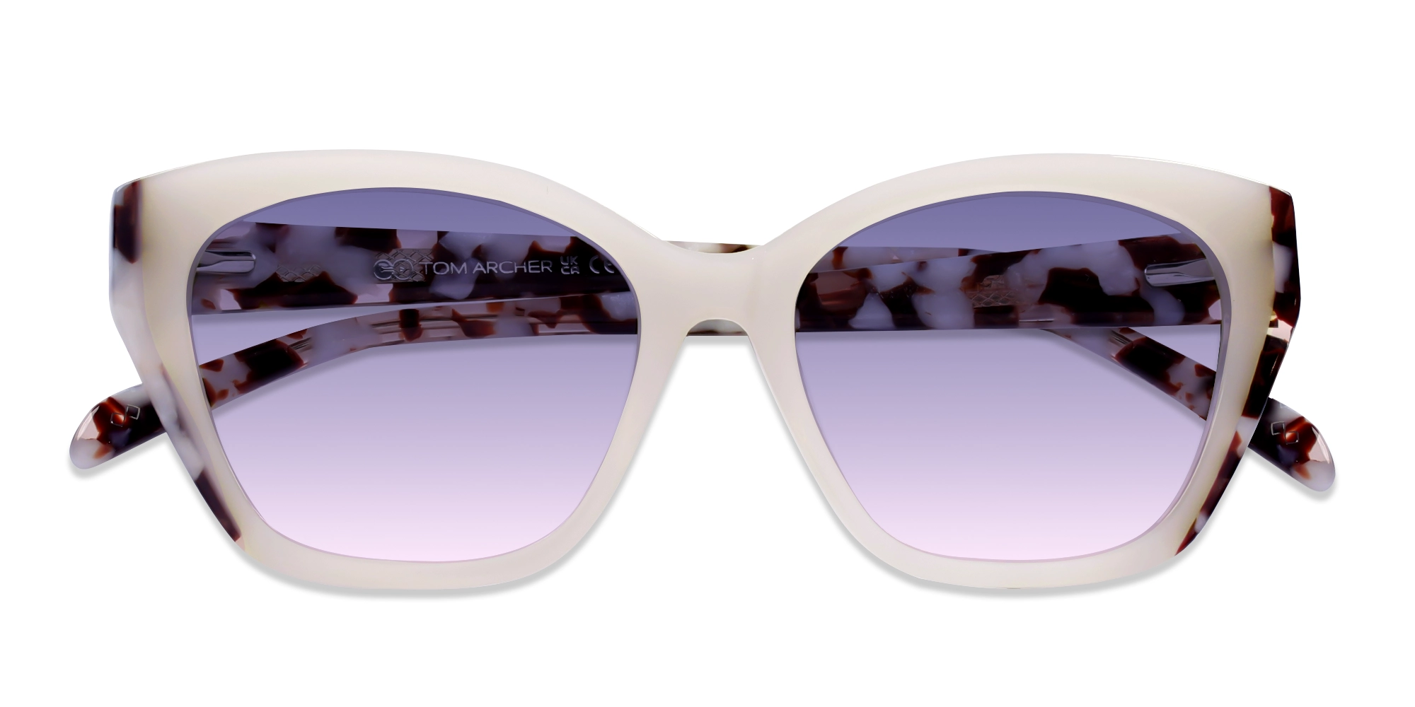 Dove White Frame With Rose & Blue Gradient Tint Sunglasses-6