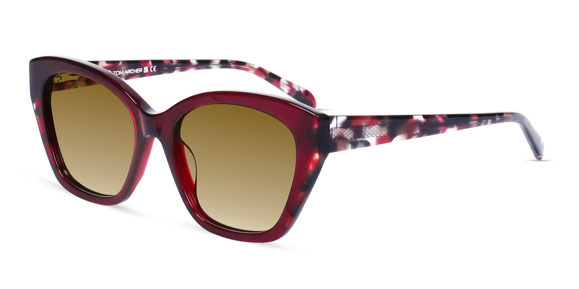 Dark Maroon Frame With Brown Gradient Tint Sunglasses-3