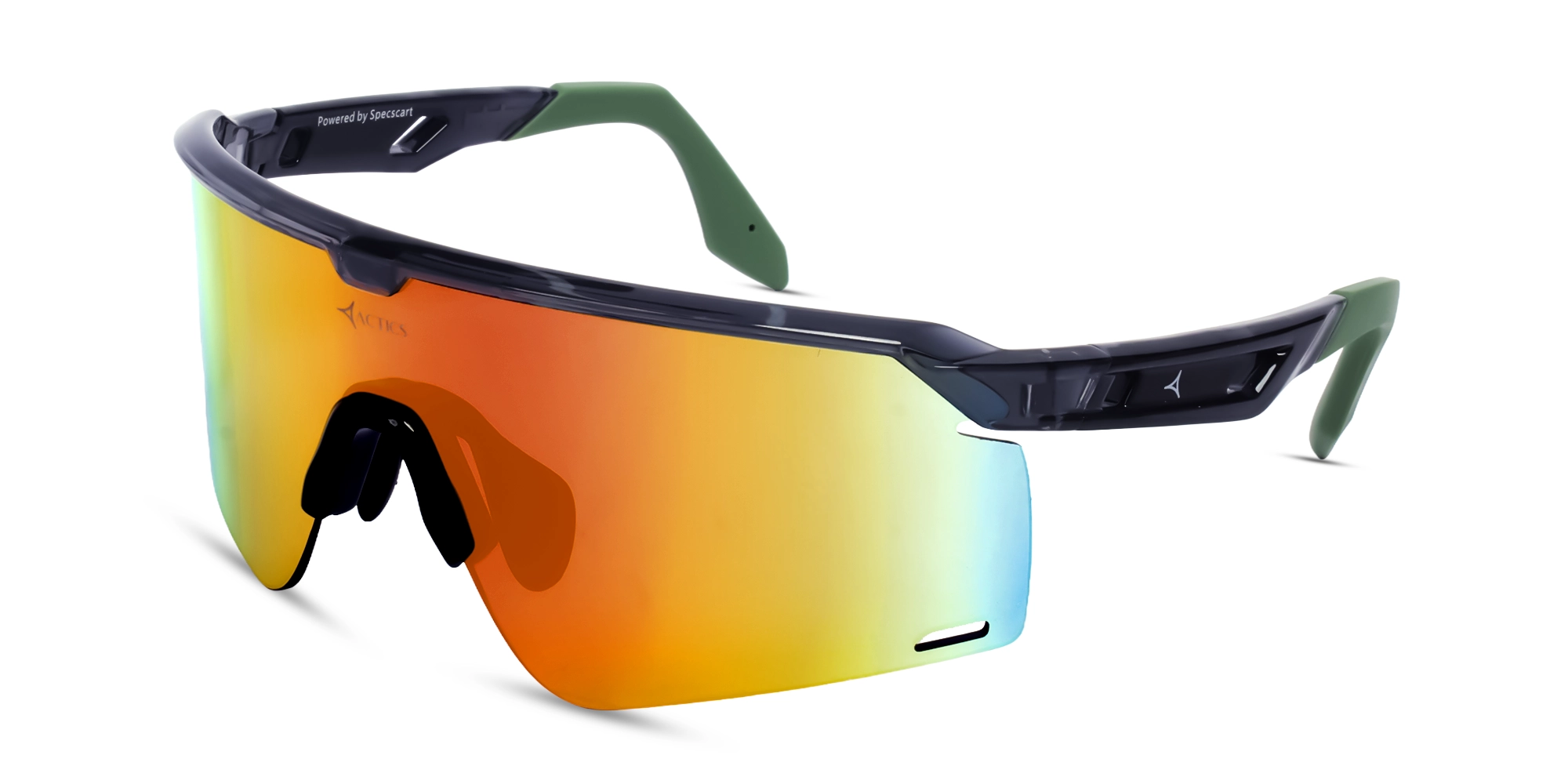 Crystal Grey Cylindrical Half-Rim Sports Sunglasses-3