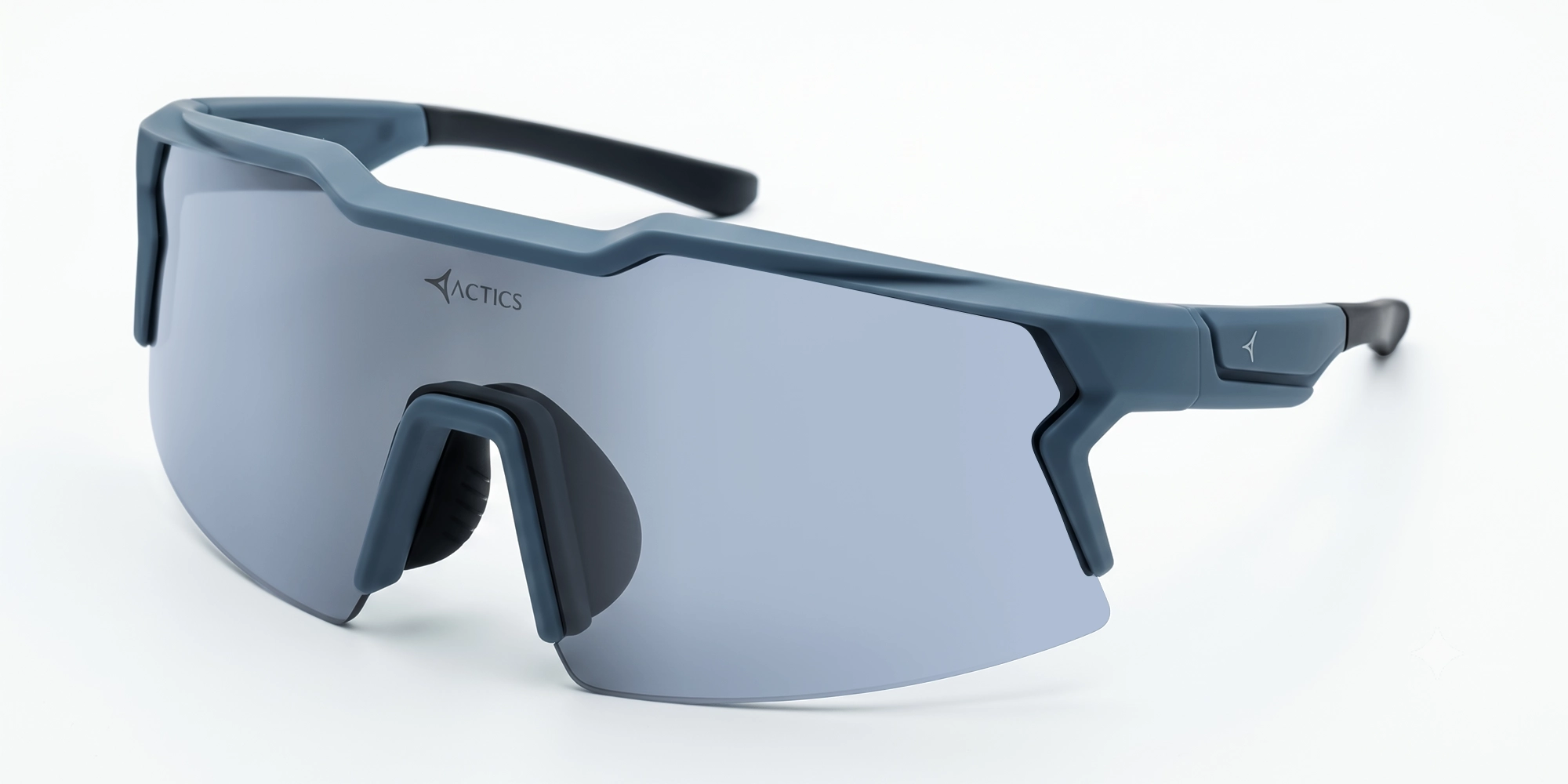Steel Blue Sports Sunglasses With Silver Mirrored Lenses-3