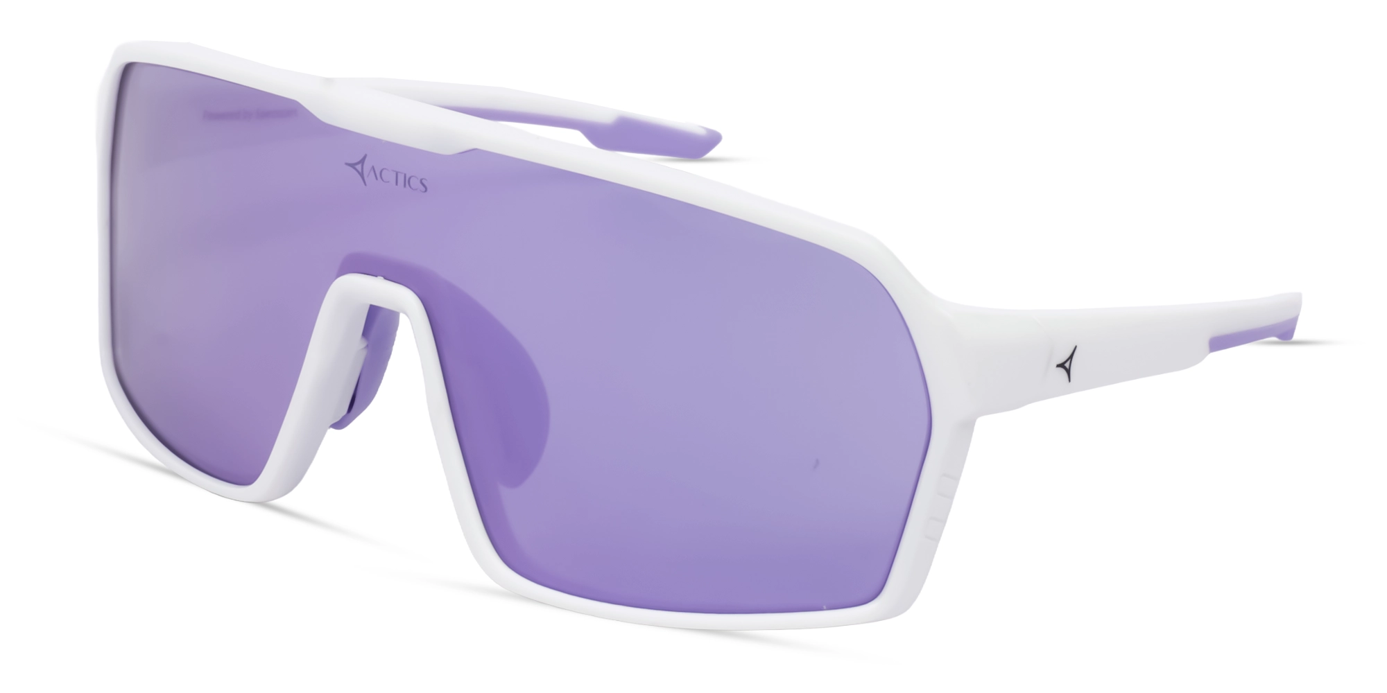 White Sports Sunglasses With Purple Mirrored Lenses-3