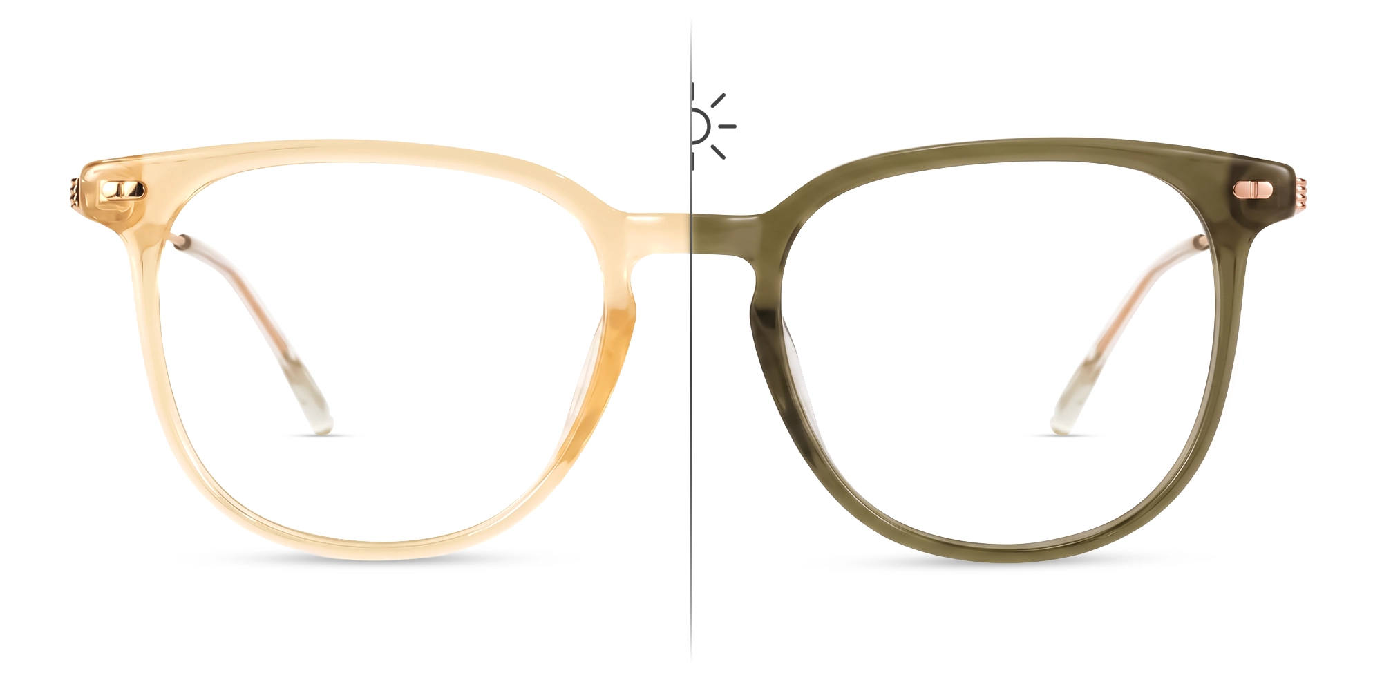 Crystal Peach Square Color Changing Glasses-2 Crystal Peach Square Color Changing Glasses-2