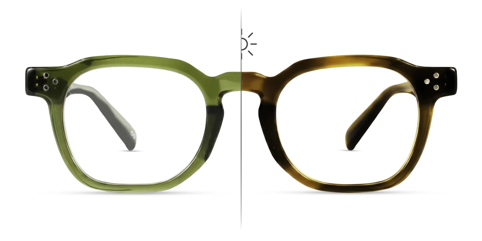 Crystal Green Geometric Color Changing Frame Glasses-2 Crystal Green Geometric Color Changing Frame Glasses-2