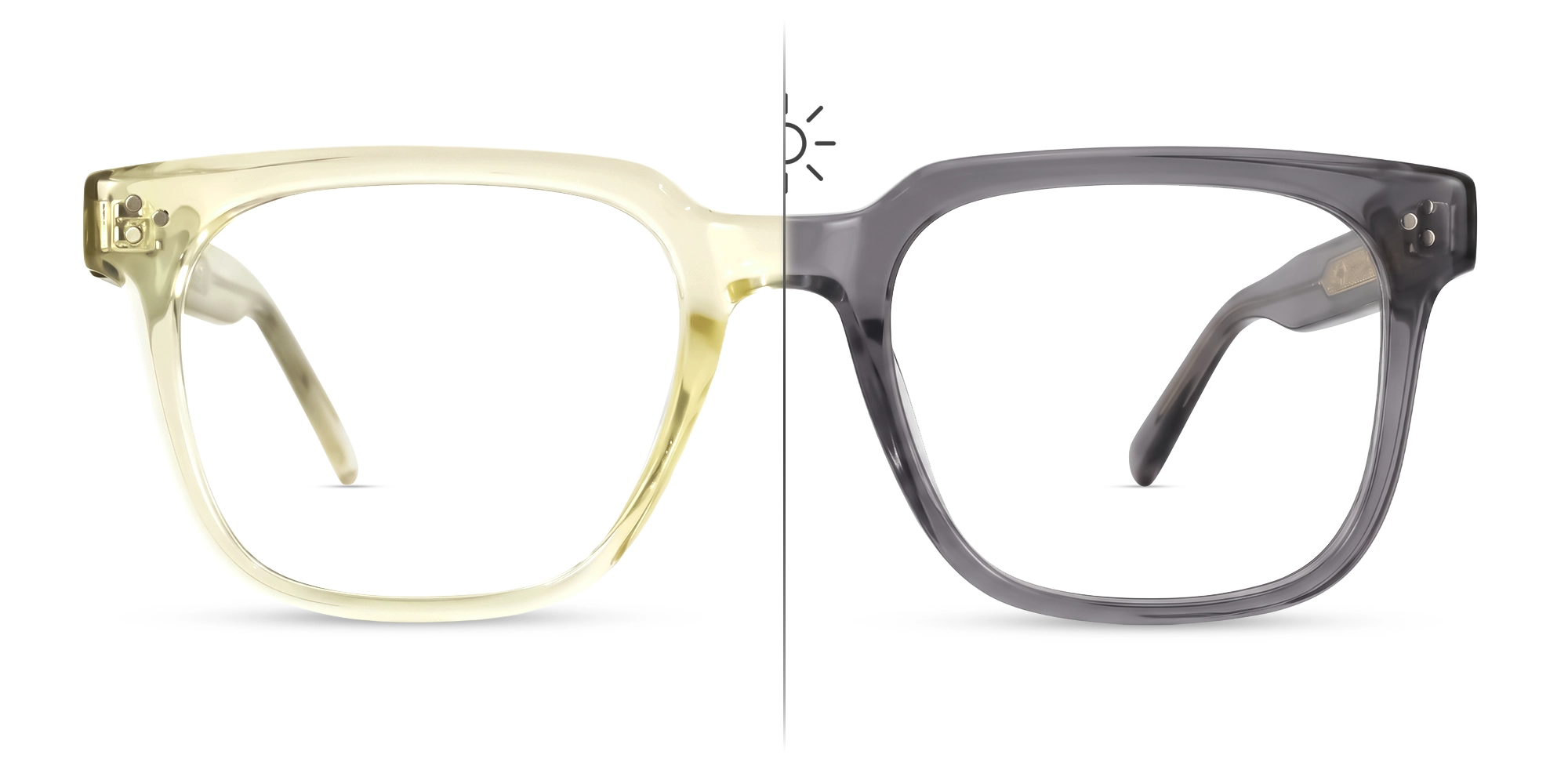 Crystal Light Yellow Color Changing Photochromic Glasses-2 Crystal Light Yellow Color Changing Photochromic Glasses-2