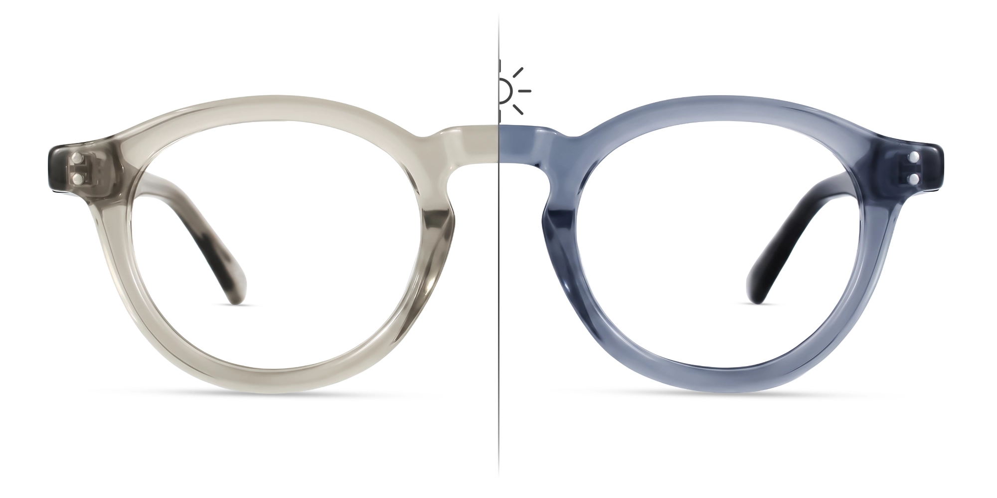 Crystal Grey Oval Color Changing Frame Glasses-2
