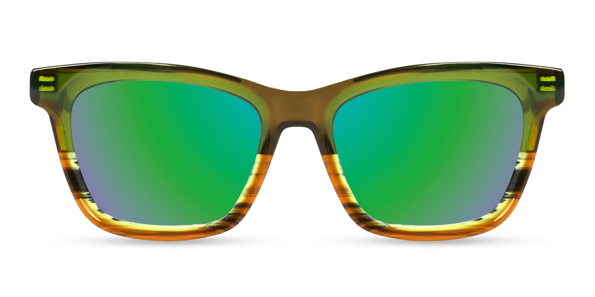 Green & Brown Square Frame Green Tint Sunglasses-1