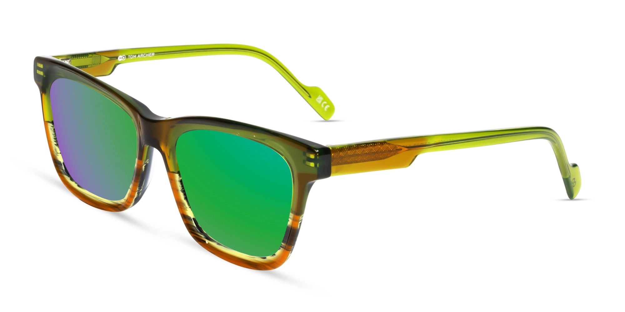 Green & Brown Square Frame Green Tint Sunglasses-3