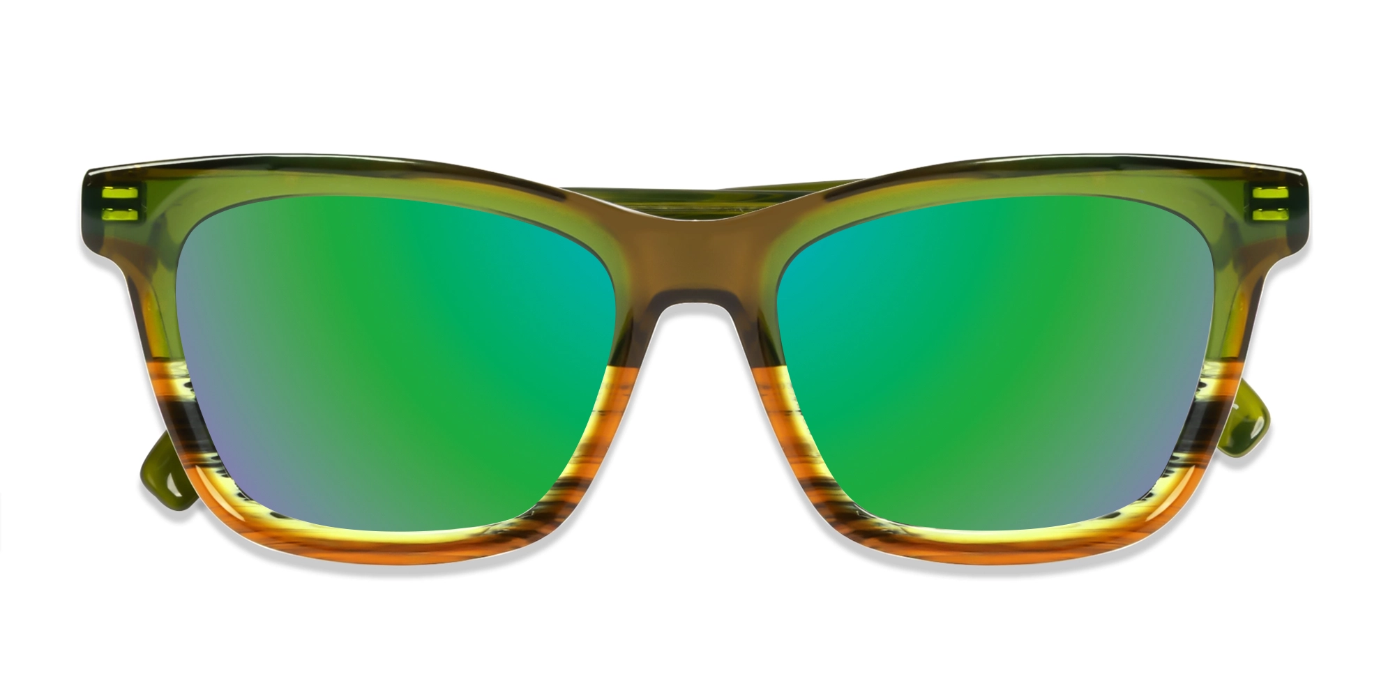 Green & Brown Square Frame Green Tint Sunglasses-6