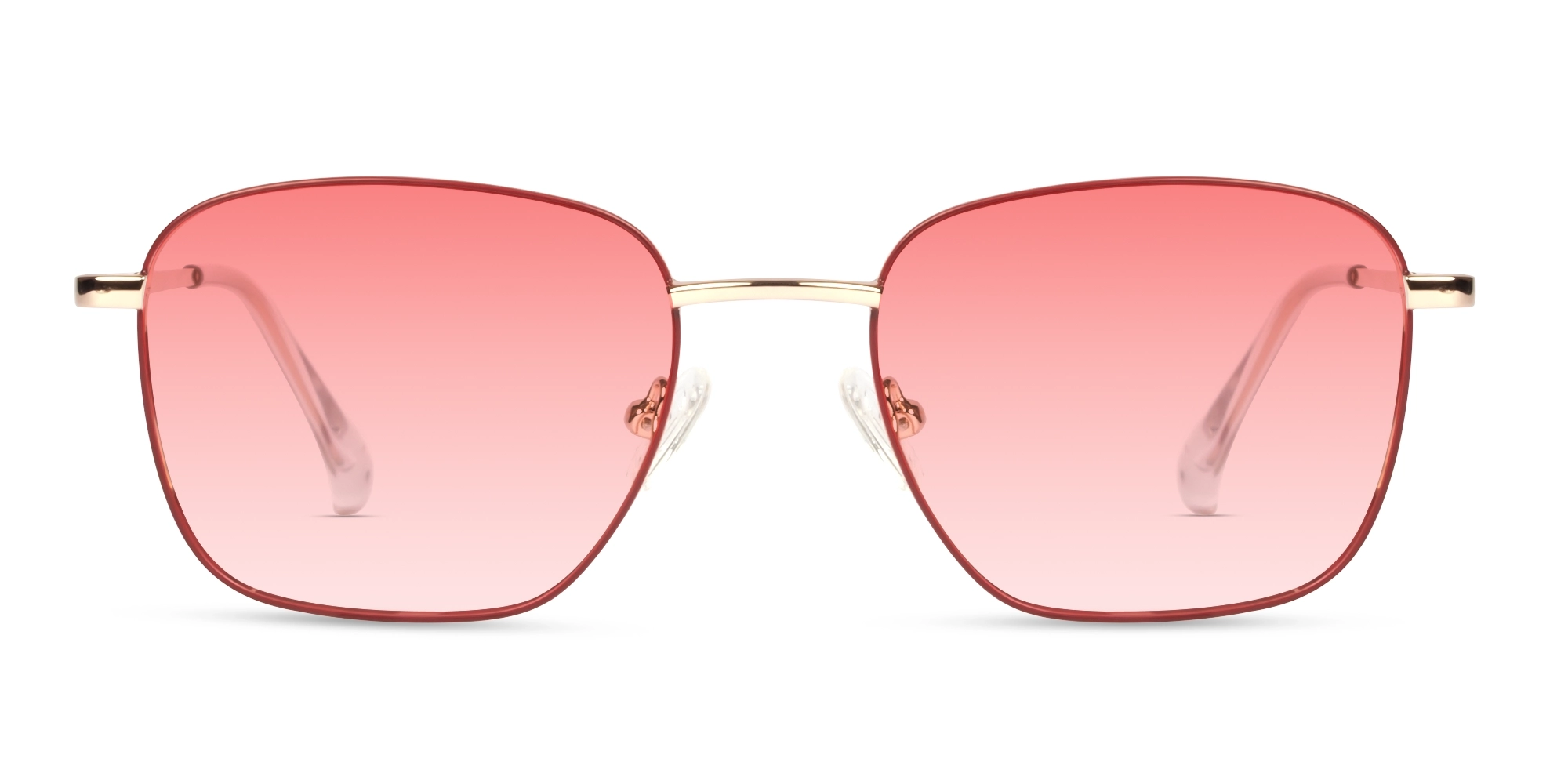 Small Red & Champagne Gold Square Sunglasses-1