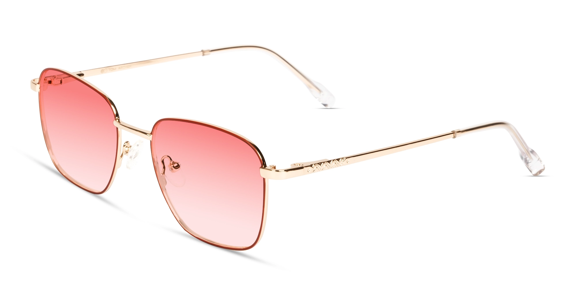 Small Red & Champagne Gold Square Sunglasses-3