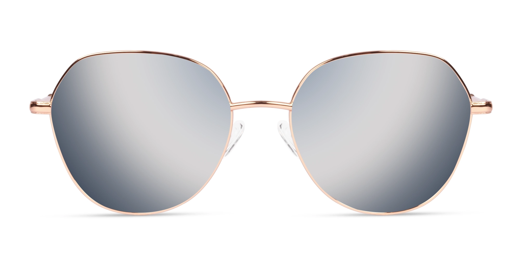 Champagne Gold Round Metal Silver Tint Sunglasses-1