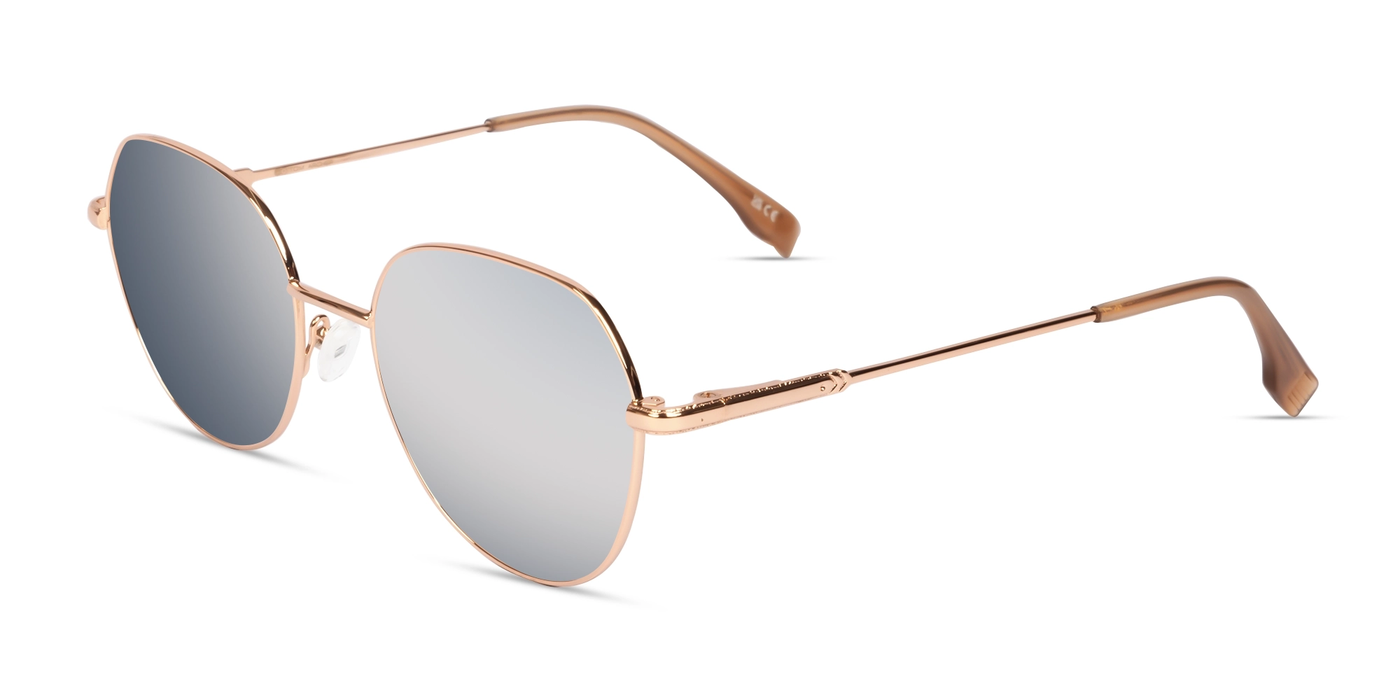 Champagne Gold Round Metal Silver Tint Sunglasses-3